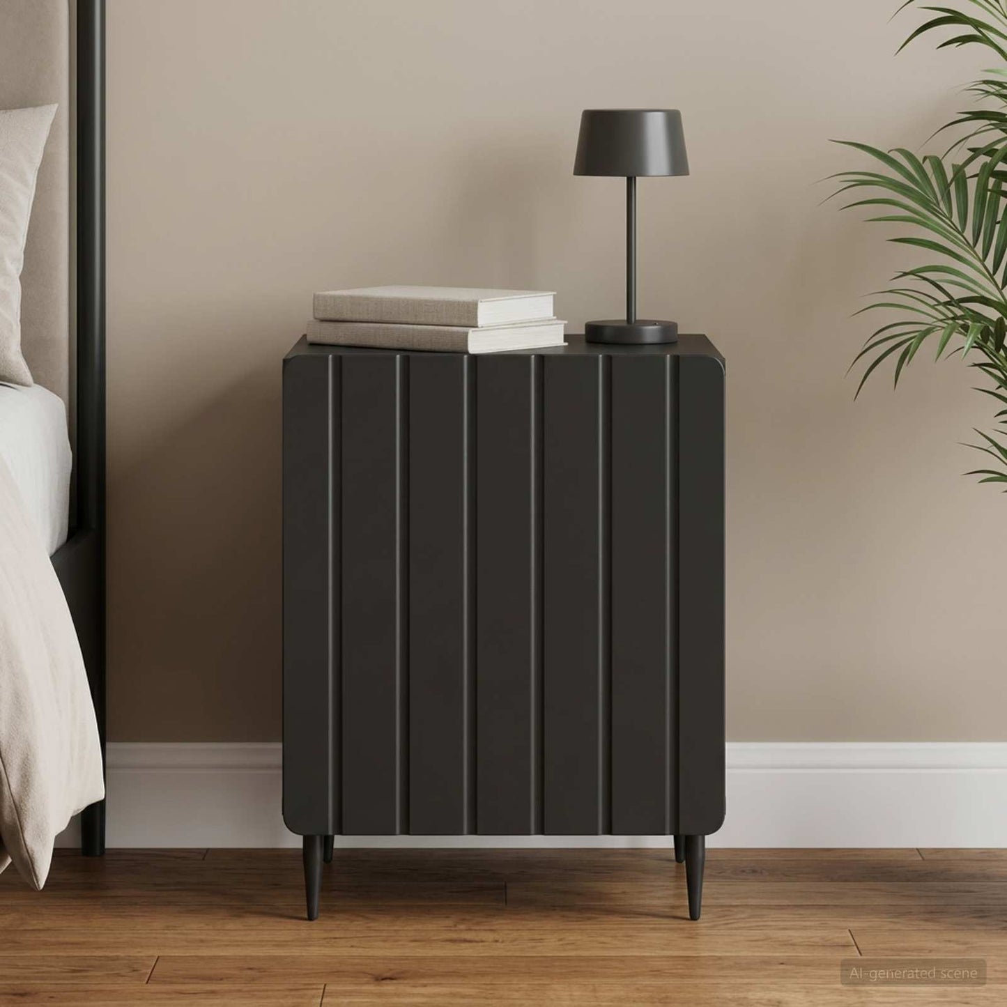 vidaXL Κομοδίνο Μαύρο 43 x 34,5 x 52 εκ Επεξεργασμένο Ξύλο
