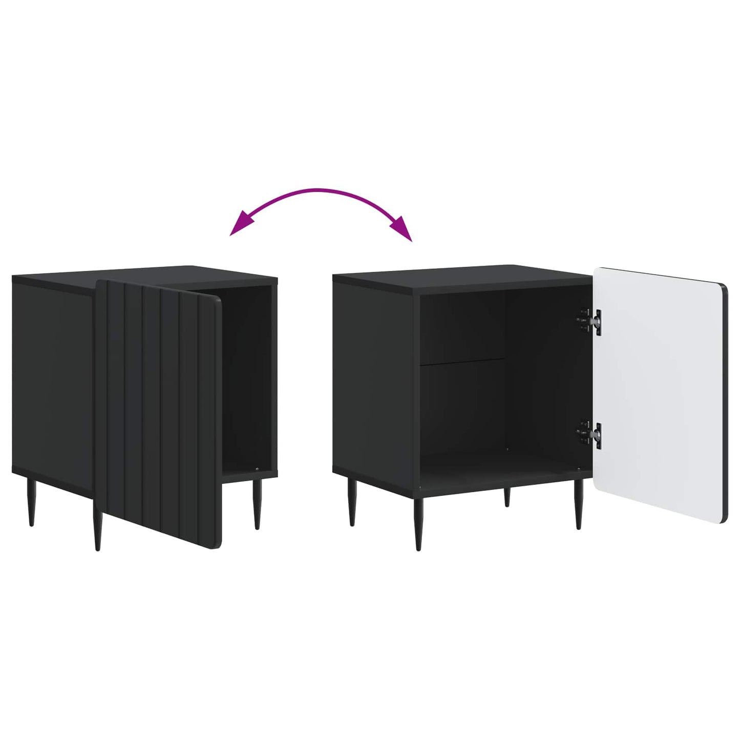 vidaXL Κομοδίνο Μαύρο 43 x 34,5 x 52 εκ Επεξεργασμένο Ξύλο