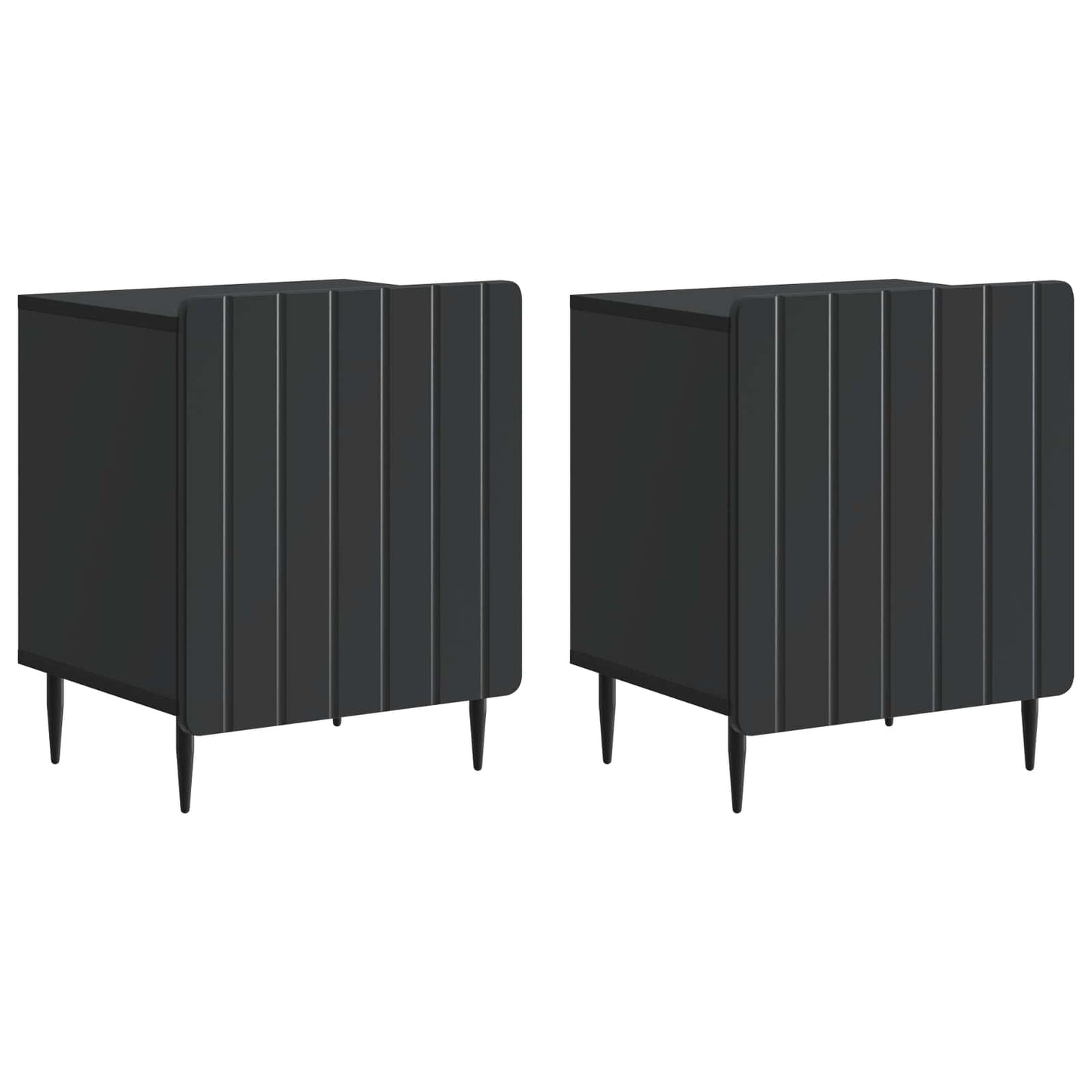vidaXL Κομοδίνο 2 τμχ. Μαύρο 43 x 34,5 x 52 εκ Επεξεργασμένο Ξύλο