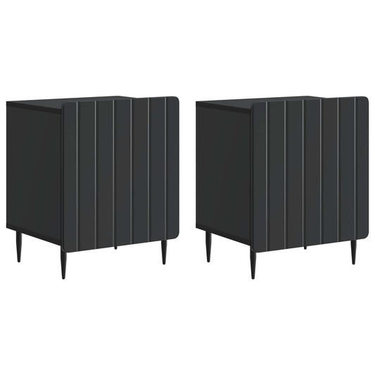vidaXL Κομοδίνο 2 τμχ. Μαύρο 43 x 34,5 x 52 εκ Επεξεργασμένο Ξύλο