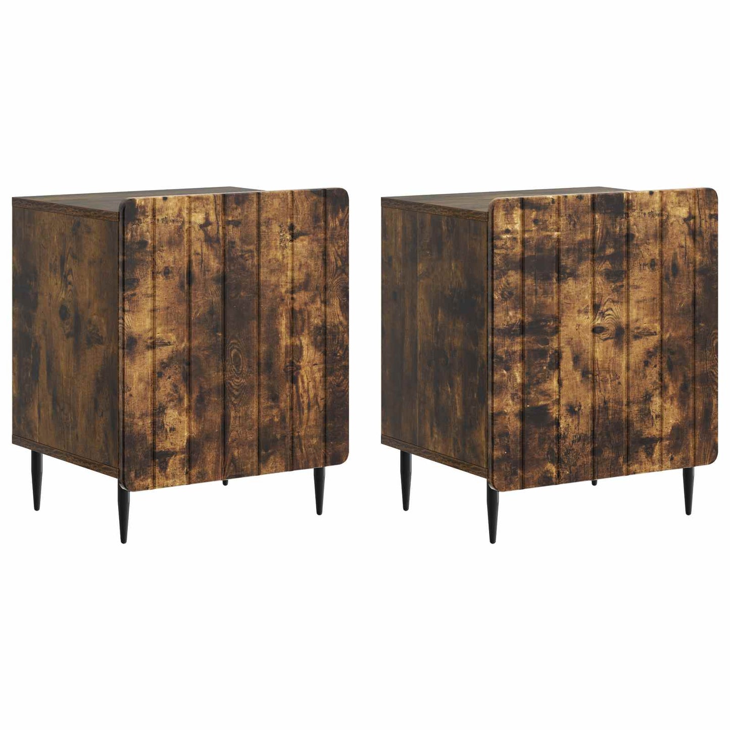 vidaXL Κομοδίνο 2 τμχ. Καπνισμένο Ξύλο Δρυός 43 x 34,5 x 52 εκ