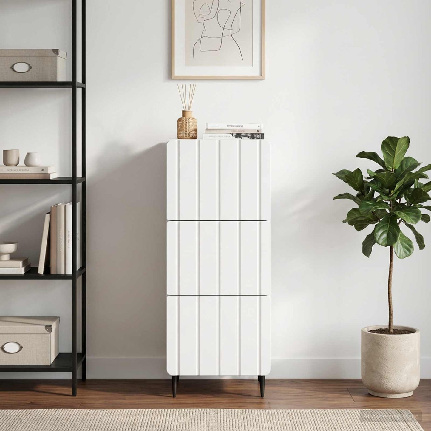 vidaXL Ντουλάπι με Συρτάρια Λευκό 33 x 34,5 x 92 εκ.