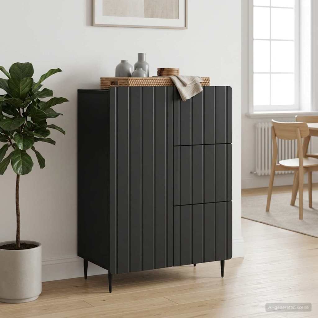 vidaXL Πλαϊνό γραφείο Μαύρο 66 x 34,5 x 91,5 εκ Επεξεργασμένο Ξύλο