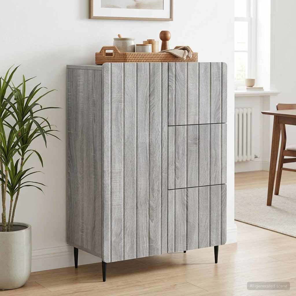 vidaXL Πλαϊνό γραφείο με συρτάρι Γκρι Sonoma 66 x 34,5 x 91,5 εκ