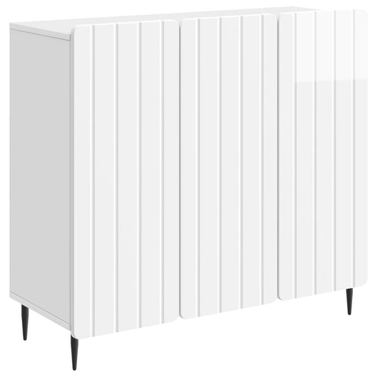 vidaXL Πλαϊνό γραφείο Γυαλιστερό Λευκό 89 x 34,5 x 82 εκ.