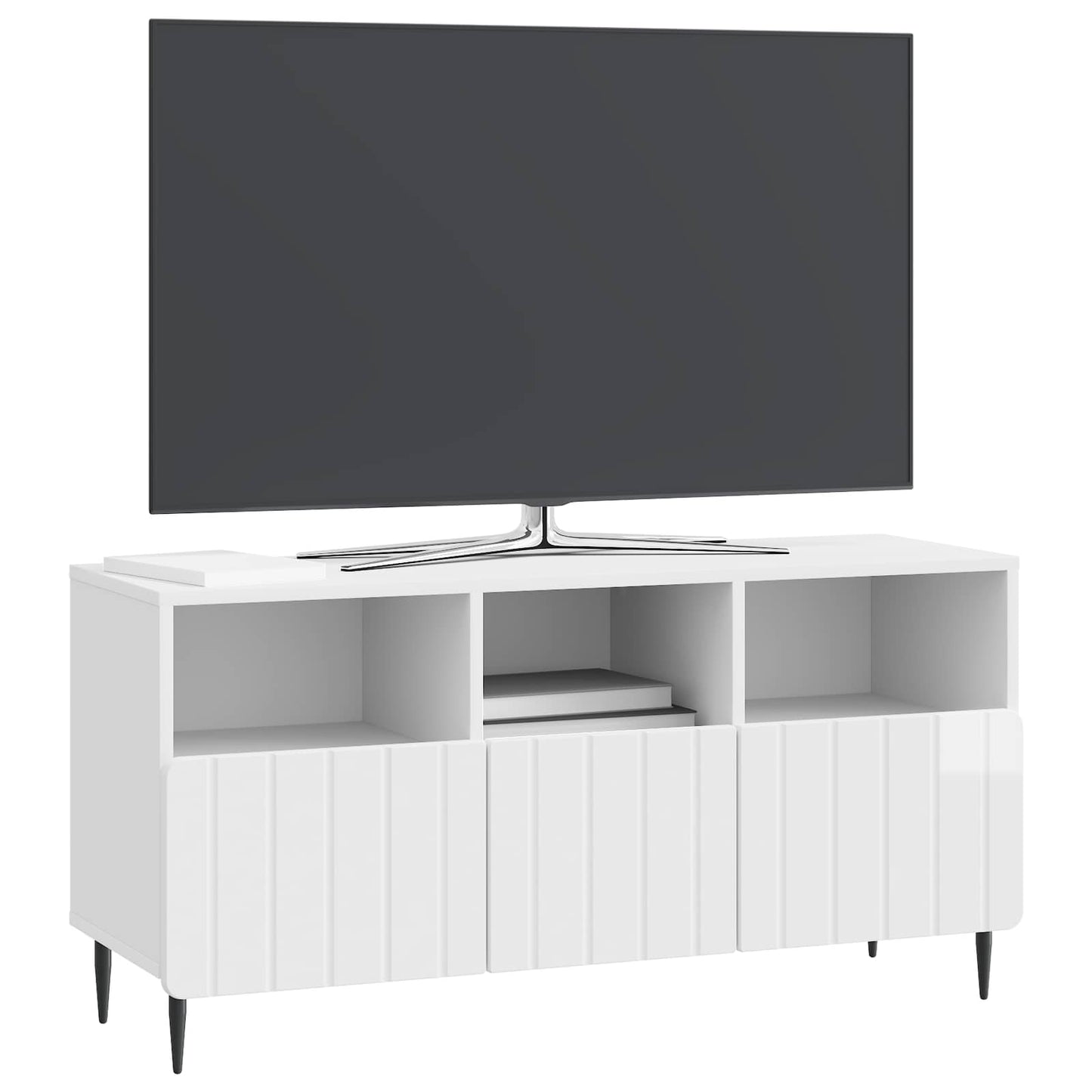 vidaXL Ντουλάπι TV με συρτάρι Γυαλιστερό Λευκό 102 x 34,5 x 50 εκ.