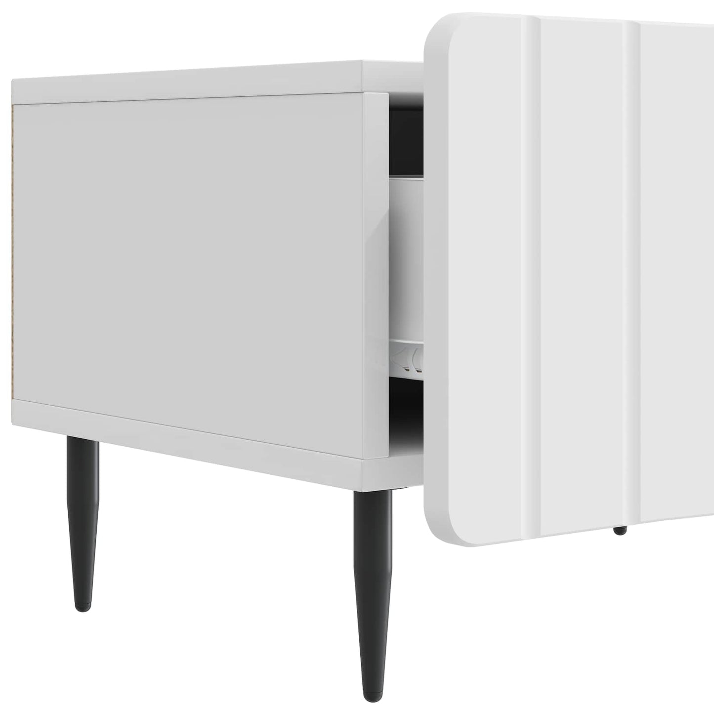vidaXL Ντουλάπι TV με συρτάρι Γυαλιστερό Λευκό 147 x 34,5 x 32 εκ