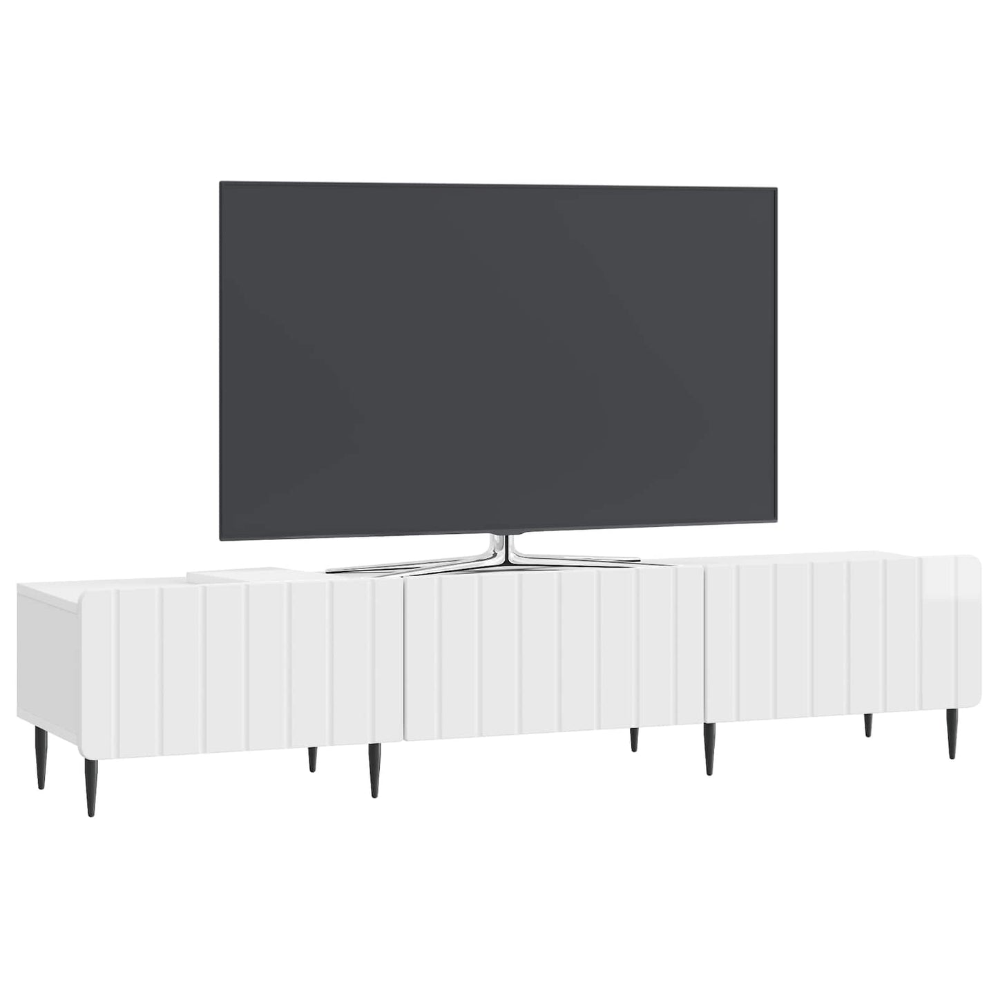 vidaXL Ντουλάπι TV με συρτάρι Γυαλιστερό Λευκό 147 x 34,5 x 32 εκ