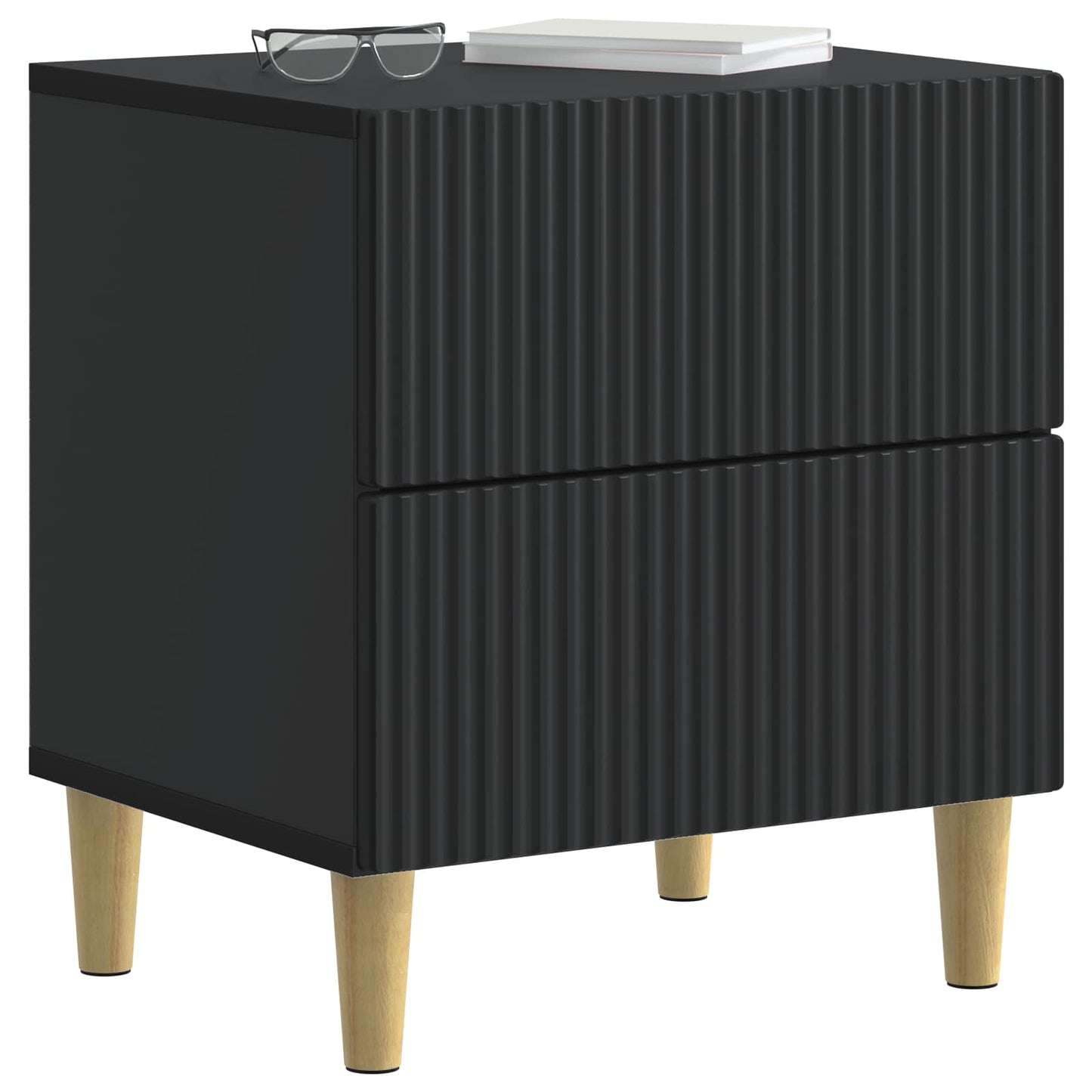 vidaXL Κομοδίνο με συρτάρι Μαύρο 43 x 34,5 x 48 εκ Επεξεργασμένο Ξύλο