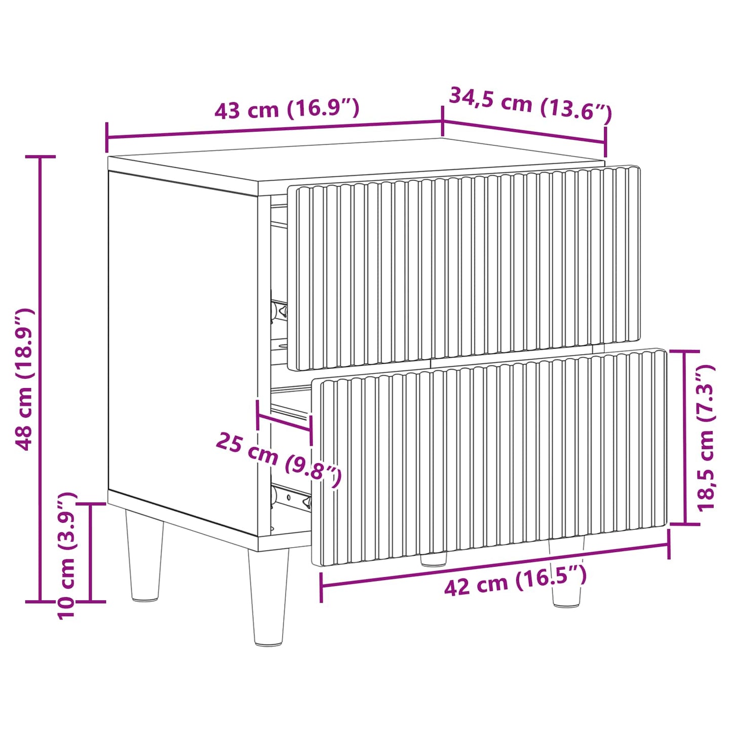 vidaXL Κομοδίνο Sonoma Δρυς 43 x 34,5 x 48 εκ Επεξεργασμένο Ξύλο