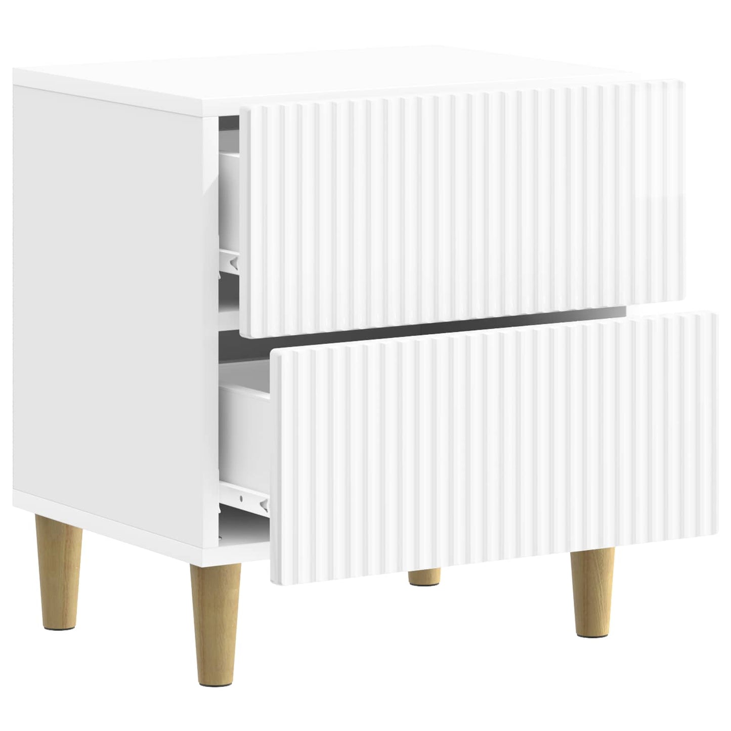 vidaXL Κομοδίνο Γυαλιστερό Λευκό 43 x 34,5 x 48 εκ Επεξεργασμένο Ξύλο
