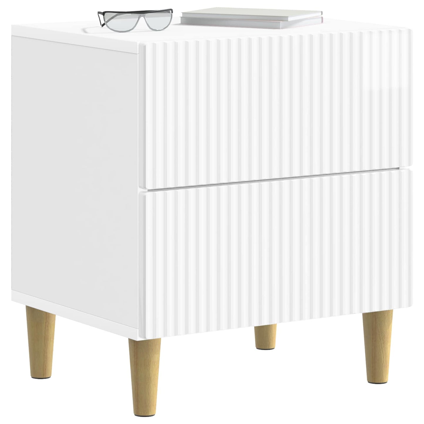 vidaXL Κομοδίνο Γυαλιστερό Λευκό 43 x 34,5 x 48 εκ Επεξεργασμένο Ξύλο