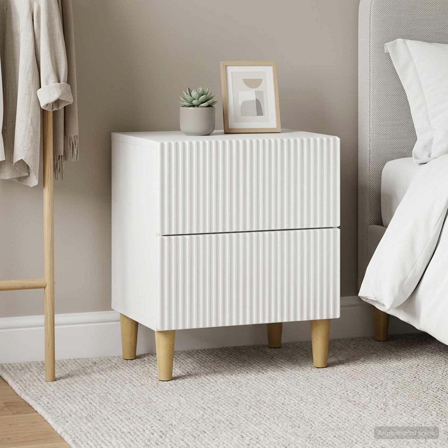vidaXL Κομοδίνο 2 τμχ. Γυαλιστερό Λευκό 43 x 34,5 x 48 εκ