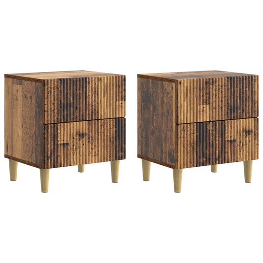 vidaXL Κομοδίνο 2 τμχ. Παλαιωμένο ξύλο 43 x 34,5 x 48 εκ