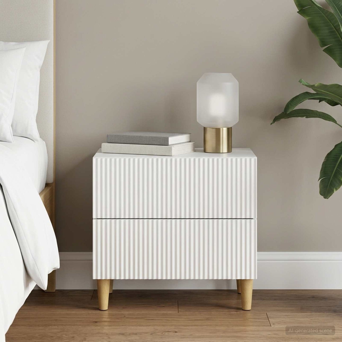vidaXL Κομοδίνο με συρτάρι Λευκό 62 x 34,5 x 48 εκ Επεξεργασμένο Ξύλο