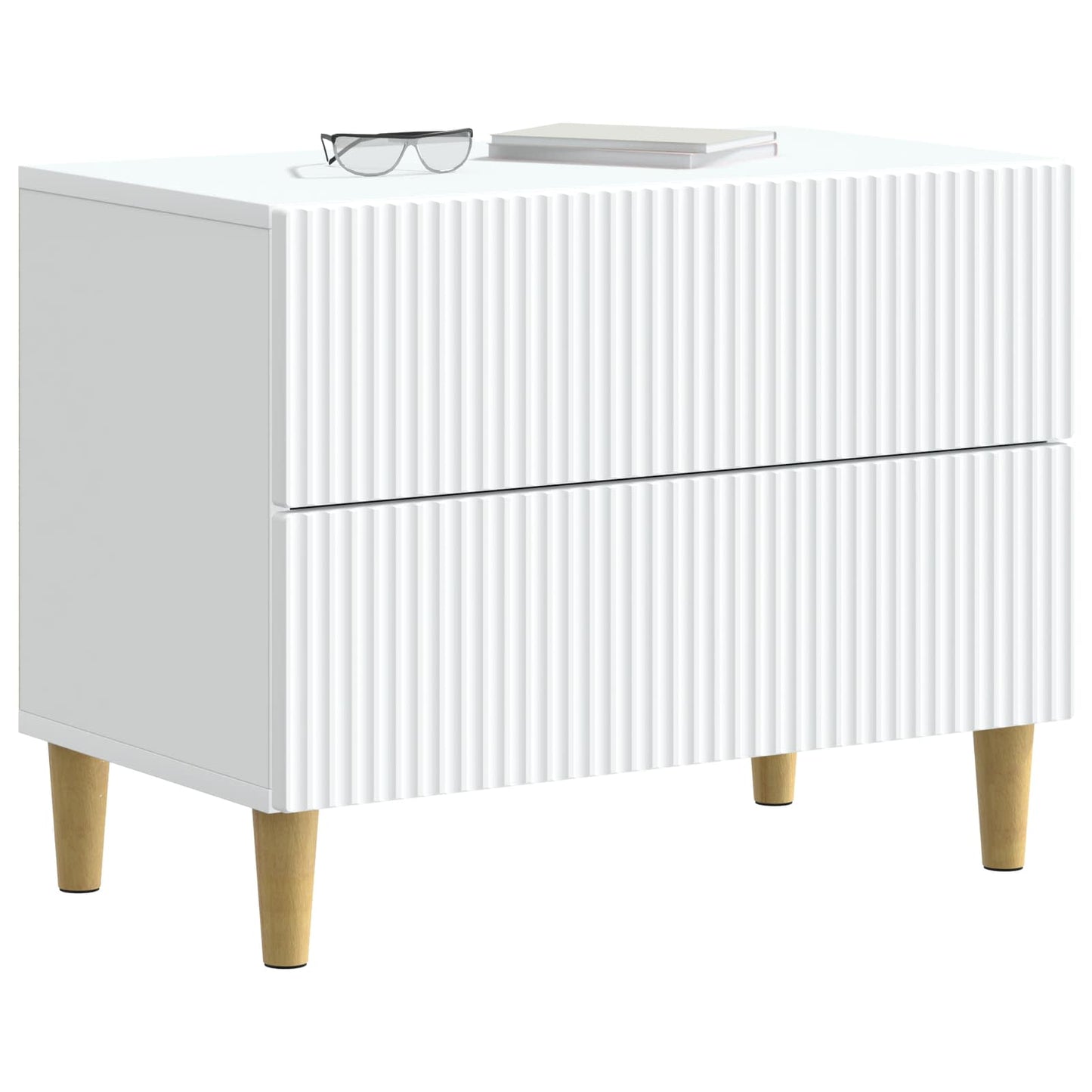 vidaXL Κομοδίνο με συρτάρι Λευκό 62 x 34,5 x 48 εκ Επεξεργασμένο Ξύλο