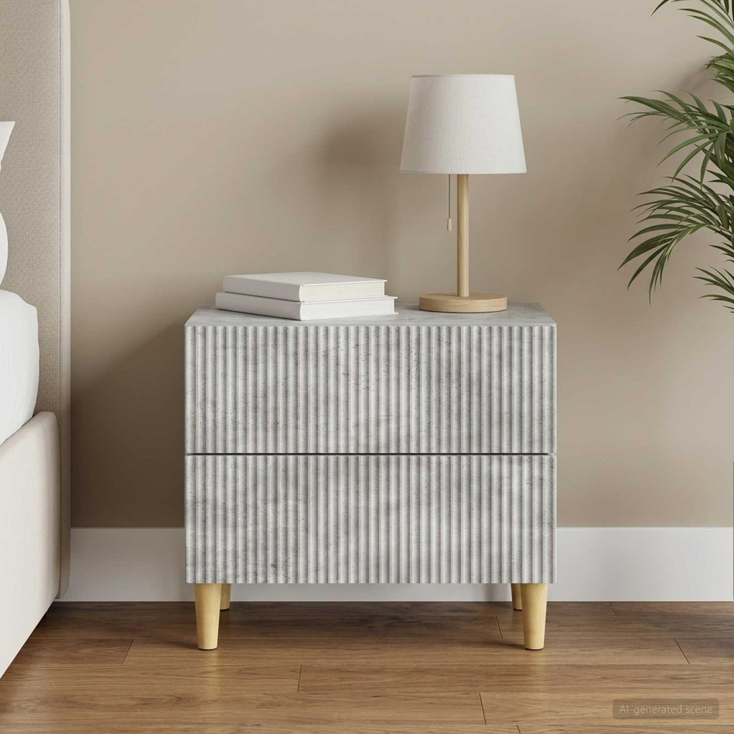 vidaXL Κομοδίνο Γκρι Σκυροδέματος 62 x 34,5 x 48 εκ Επεξεργασμένο Ξύλο