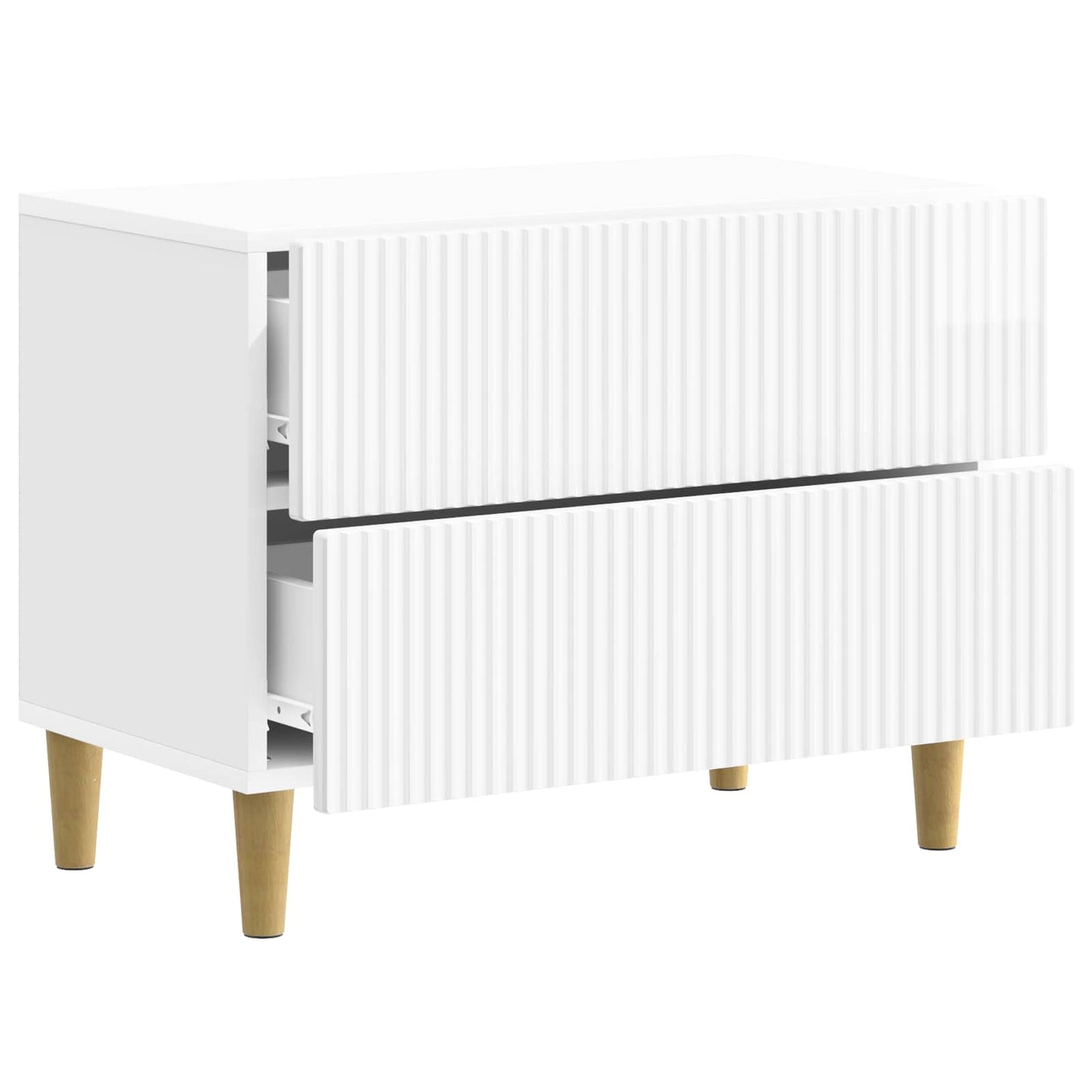 vidaXL Κομοδίνο Γυαλιστερό Λευκό 62 x 34,5 x 48 εκ Επεξεργασμένο Ξύλο