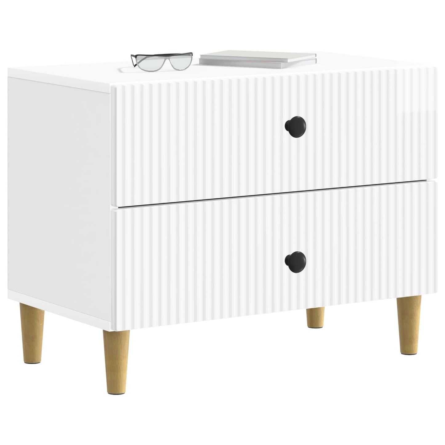 vidaXL Κομοδίνο Γυαλιστερό Λευκό 62 x 34,5 x 48 εκ Επεξεργασμένο Ξύλο