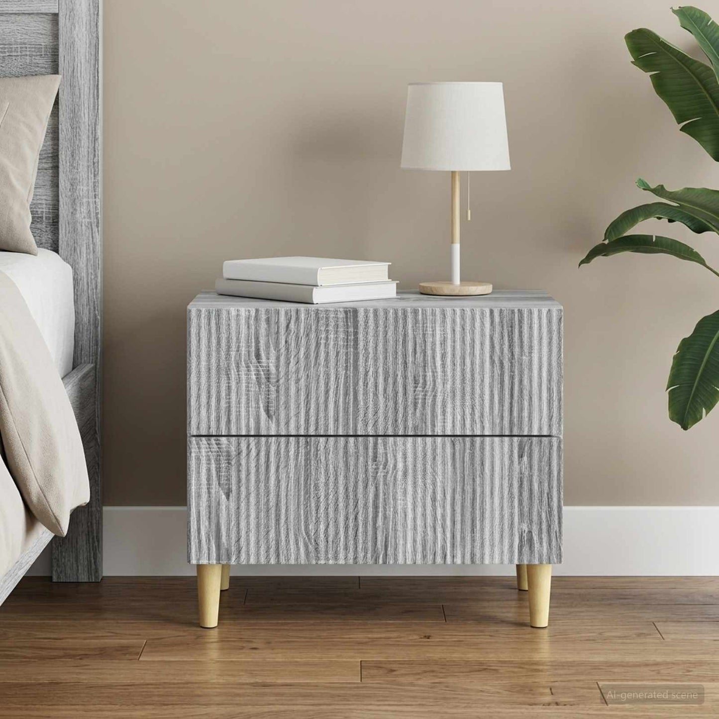 vidaXL Κομοδίνο Γκρι Sonoma 62 x 34,5 x 48 εκ Επεξεργασμένο Ξύλο