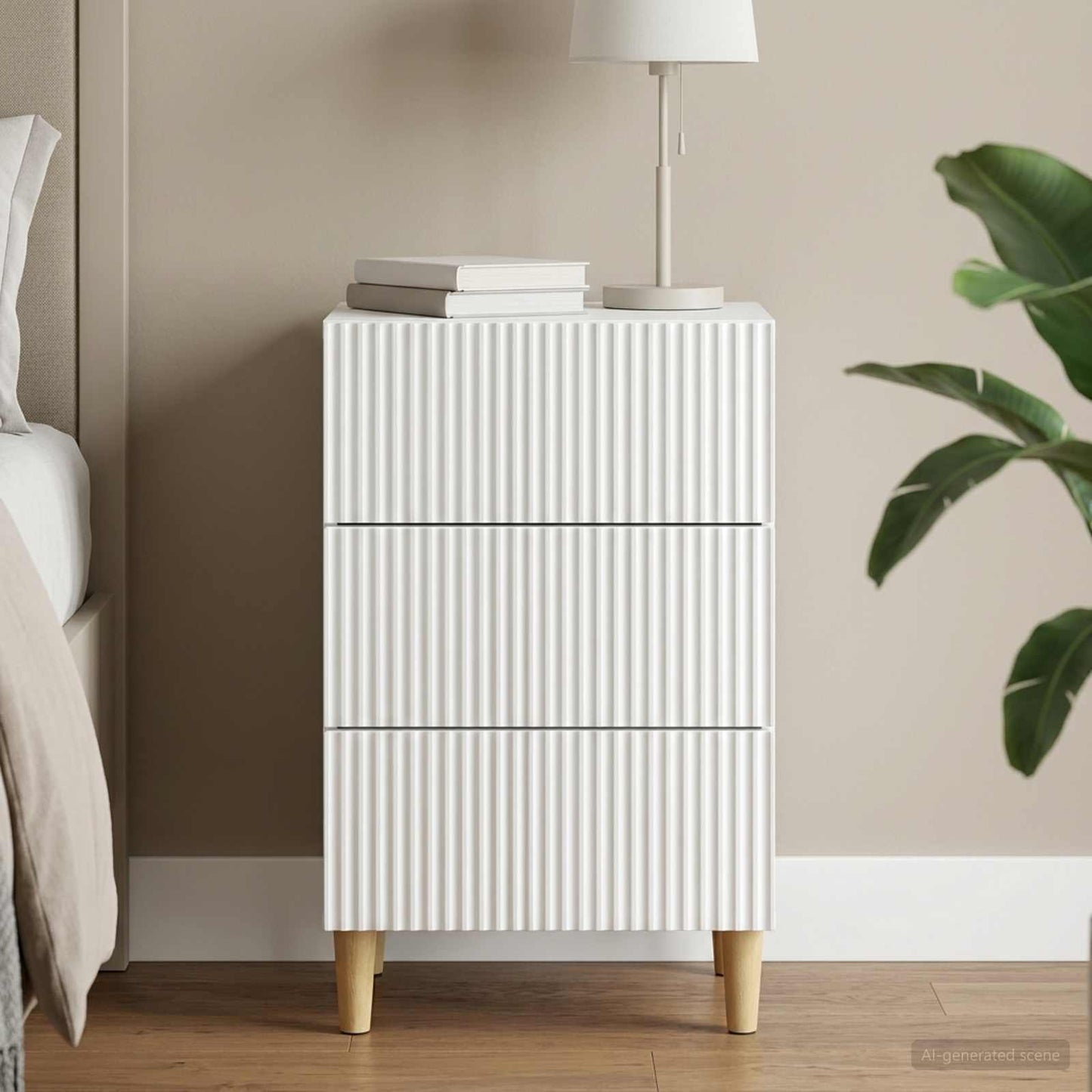 vidaXL Κομοδίνο με συρτάρι Λευκό 43 x 41 x 66,5 εκ. Επεξεργασμένο Ξύλο