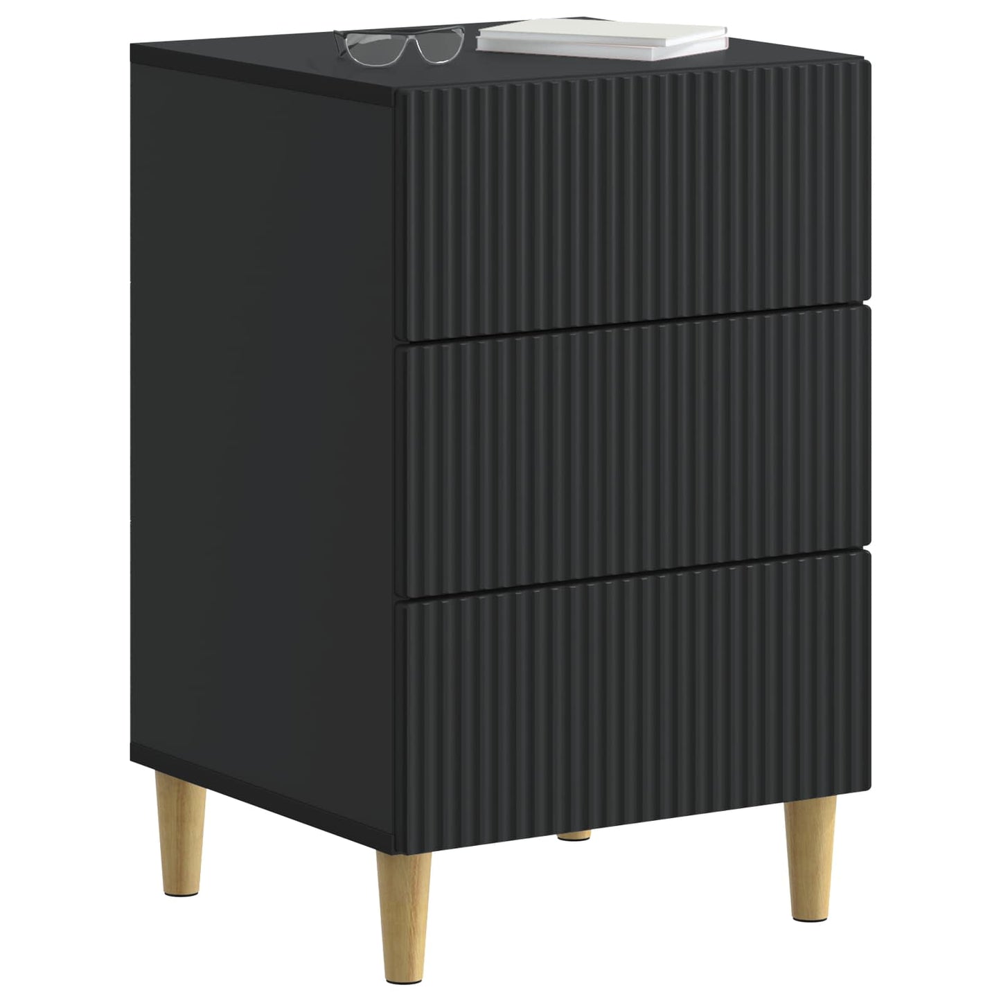 vidaXL Κομοδίνο με συρτάρι Μαύρο 43 x 41 x 66,5 εκ. Επεξεργασμένο Ξύλο
