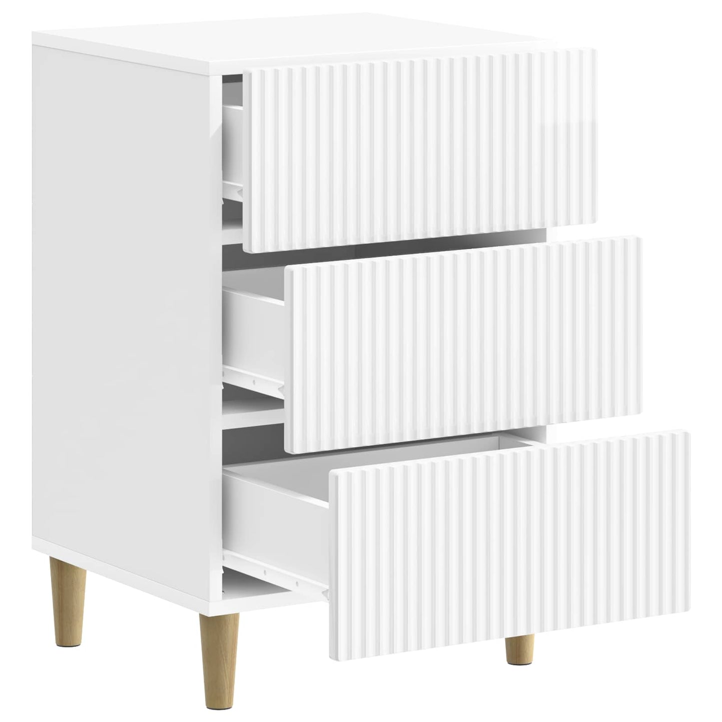 vidaXL Κομοδίνο Γυαλιστερό Λευκό 43 x 41 x 66,5 εκ. Επεξεργασμένο Ξύλο
