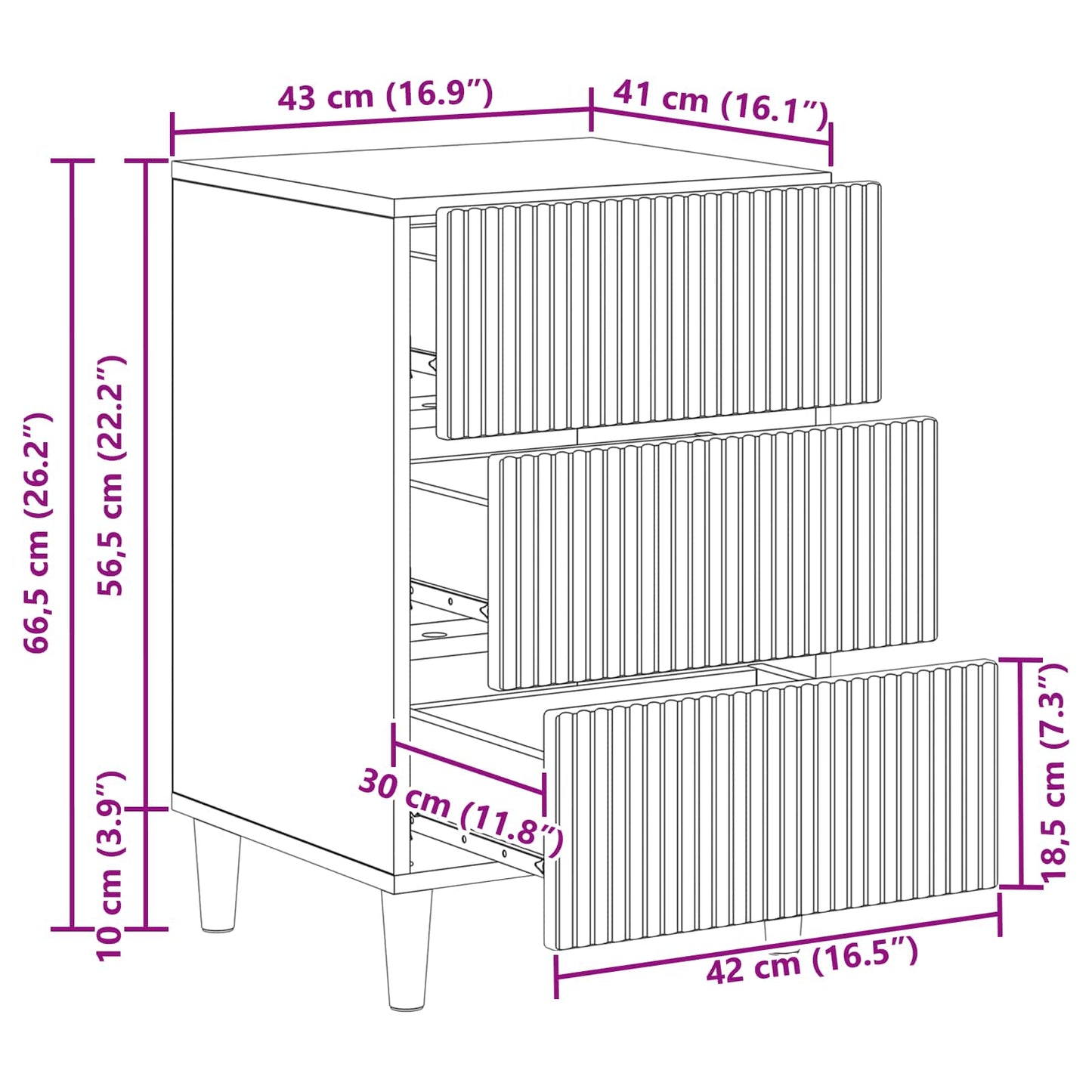 vidaXL Κομοδίνο Γυαλιστερό Λευκό 43 x 41 x 66,5 εκ. Επεξεργασμένο Ξύλο
