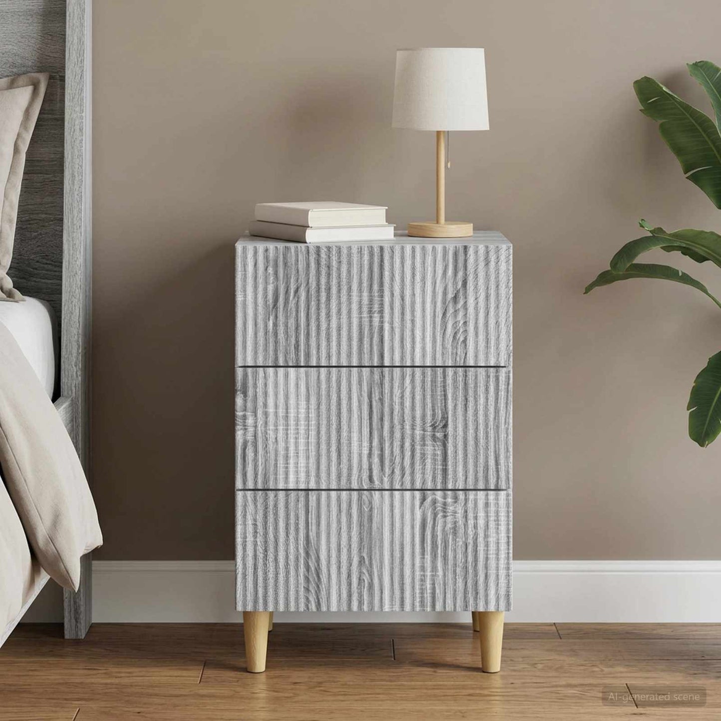 vidaXL Κομοδίνο Γκρι Sonoma 43 x 41 x 66,5 εκ. Επεξεργασμένο Ξύλο
