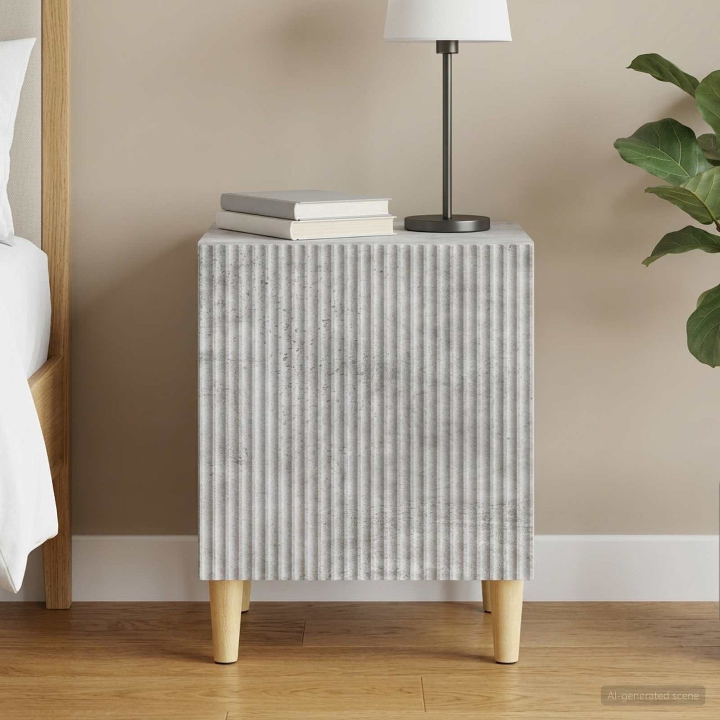 vidaXL Κομοδίνο Γκρι Σκυροδέματος 43 x 34,5 x 50 εκ Επεξεργασμένο Ξύλο