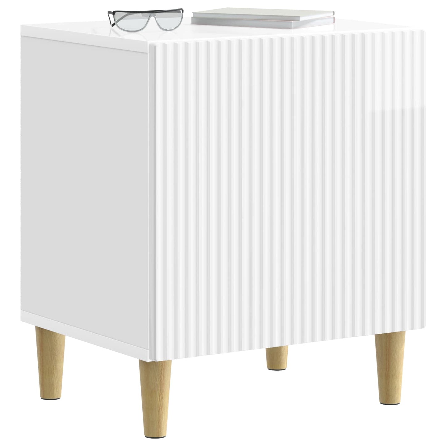 vidaXL Κομοδίνο Γυαλιστερό Λευκό 43 x 34,5 x 50 εκ Επεξεργασμένο Ξύλο