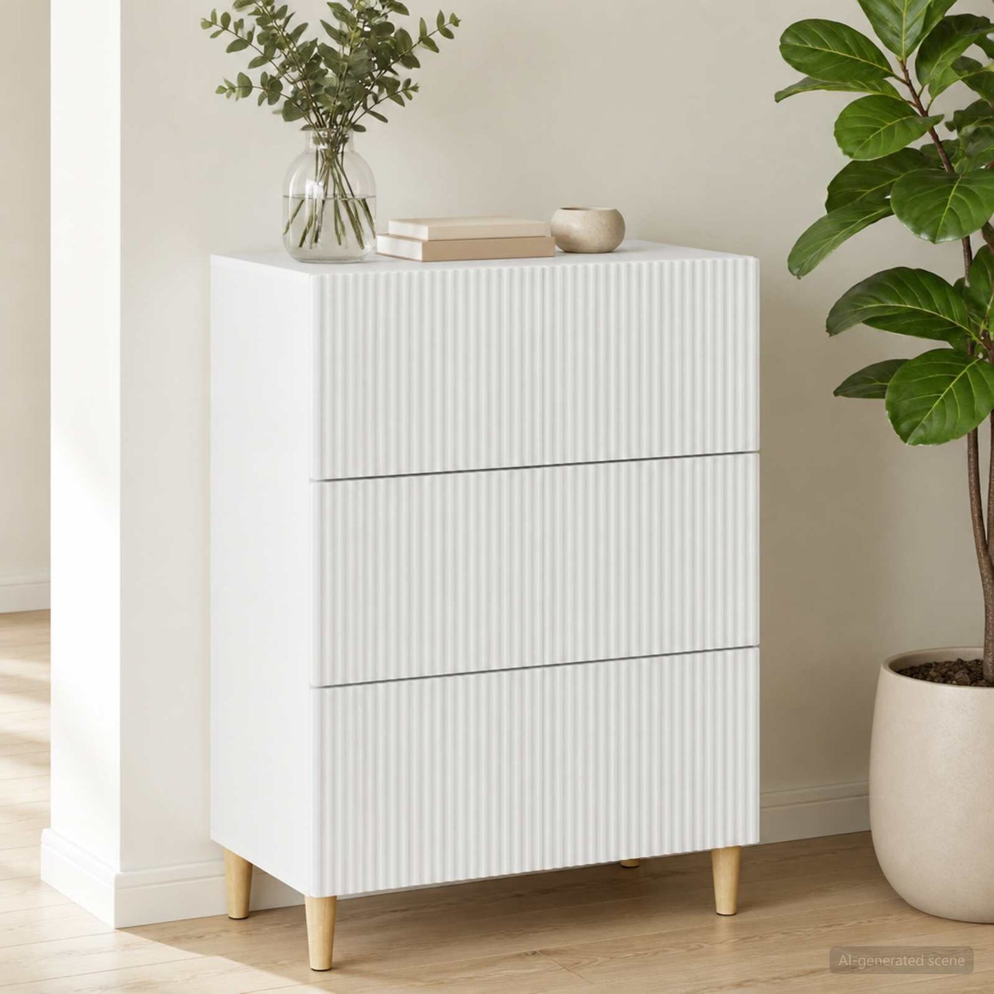 vidaXL Ντουλάπι με Συρτάρια Λευκό 66 x 34,5 x 90 εκ Επεξεργασμένο Ξύλο