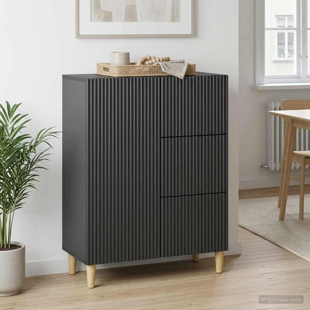 vidaXL Πλαϊνό γραφείο Μαύρο 66 x 34,5 x 90 εκ Επεξεργασμένο Ξύλο