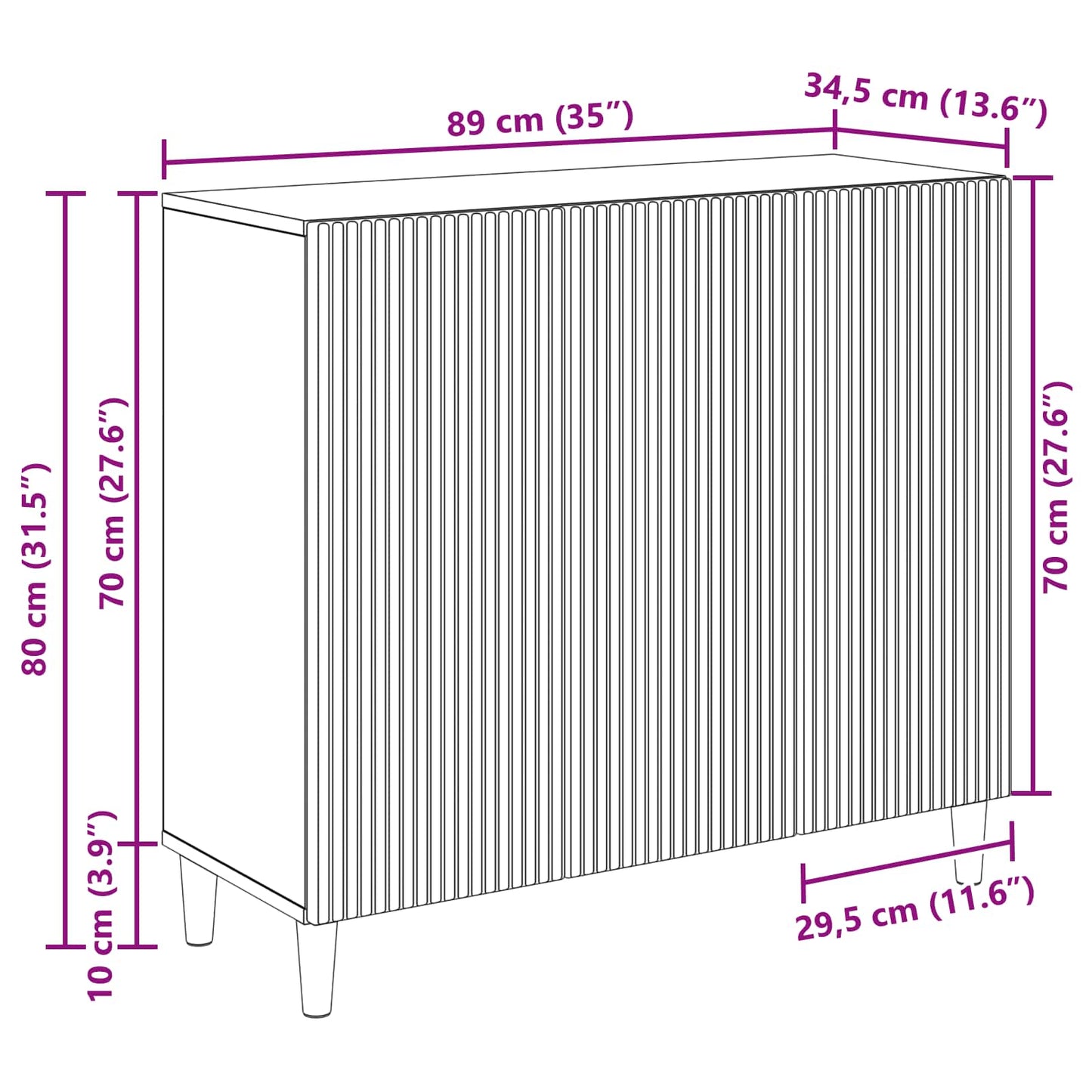 vidaXL Πλαϊνό γραφείο Λευκό 89 x 34,5 x 80 εκ Επεξεργασμένο Ξύλο