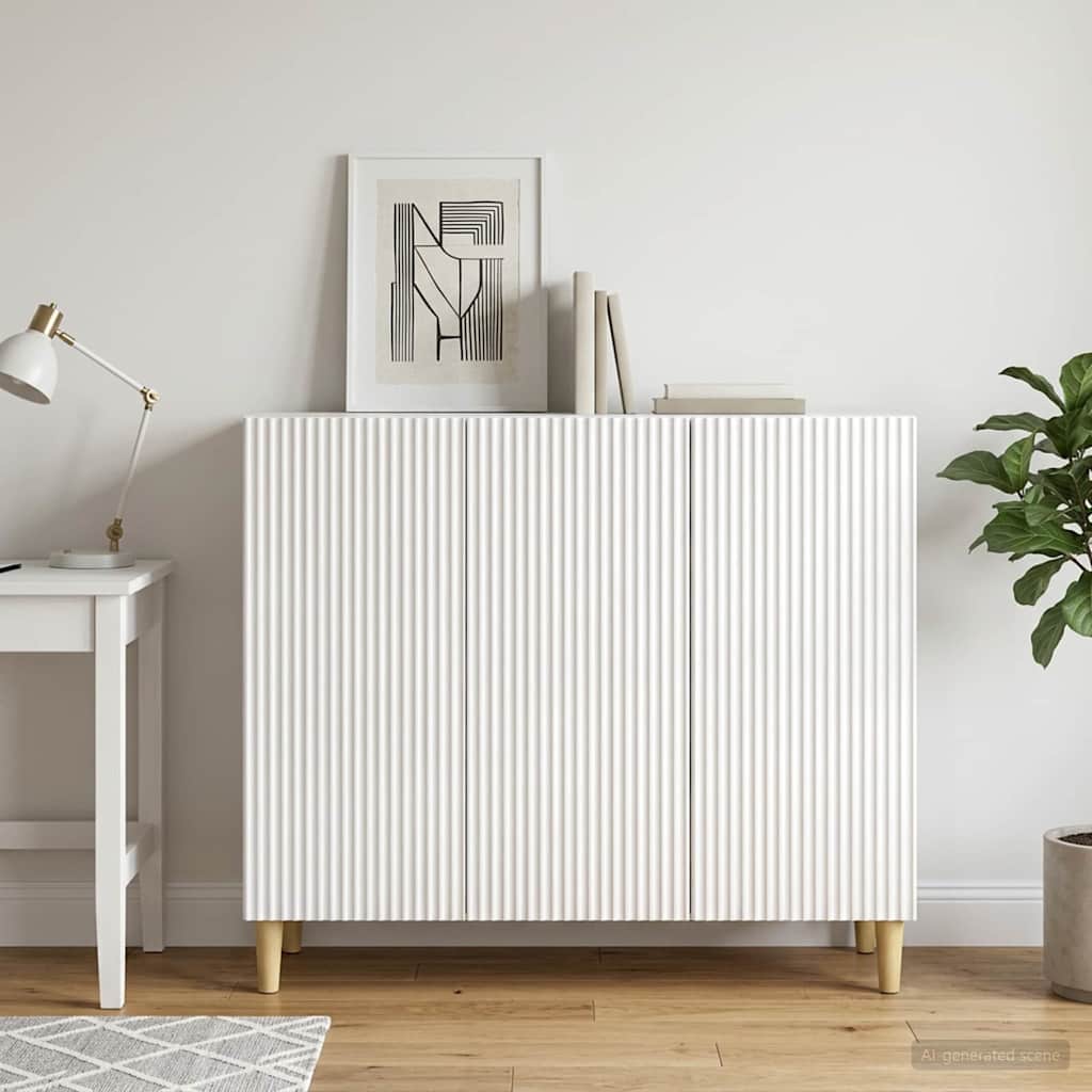 vidaXL Πλαϊνό γραφείο Γυαλιστερό Λευκό 89 x 34,5 x 80 εκ