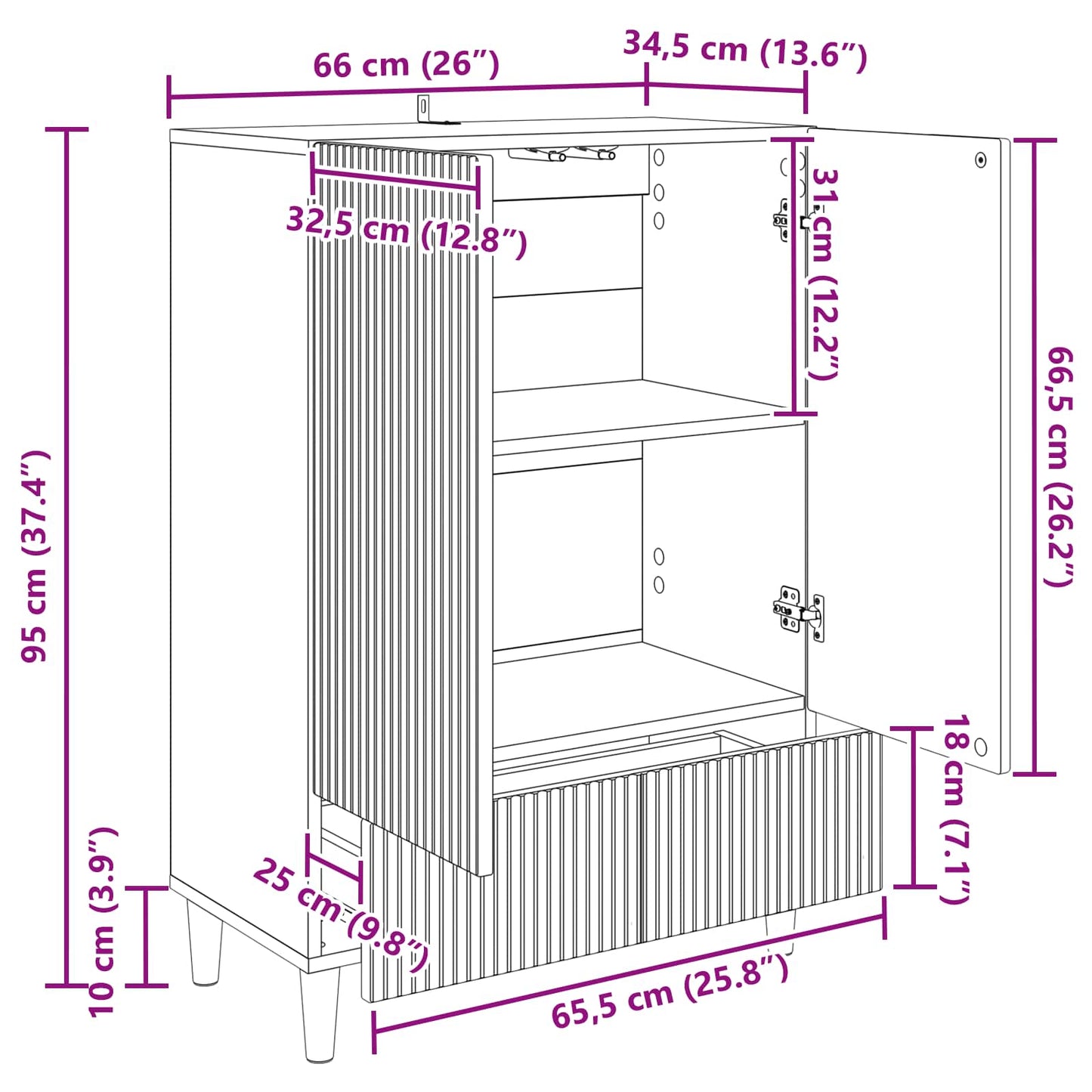 vidaXL Πλαϊνό γραφείο Artisan Δρυς 66 x 34,5 x 95 εκ.
