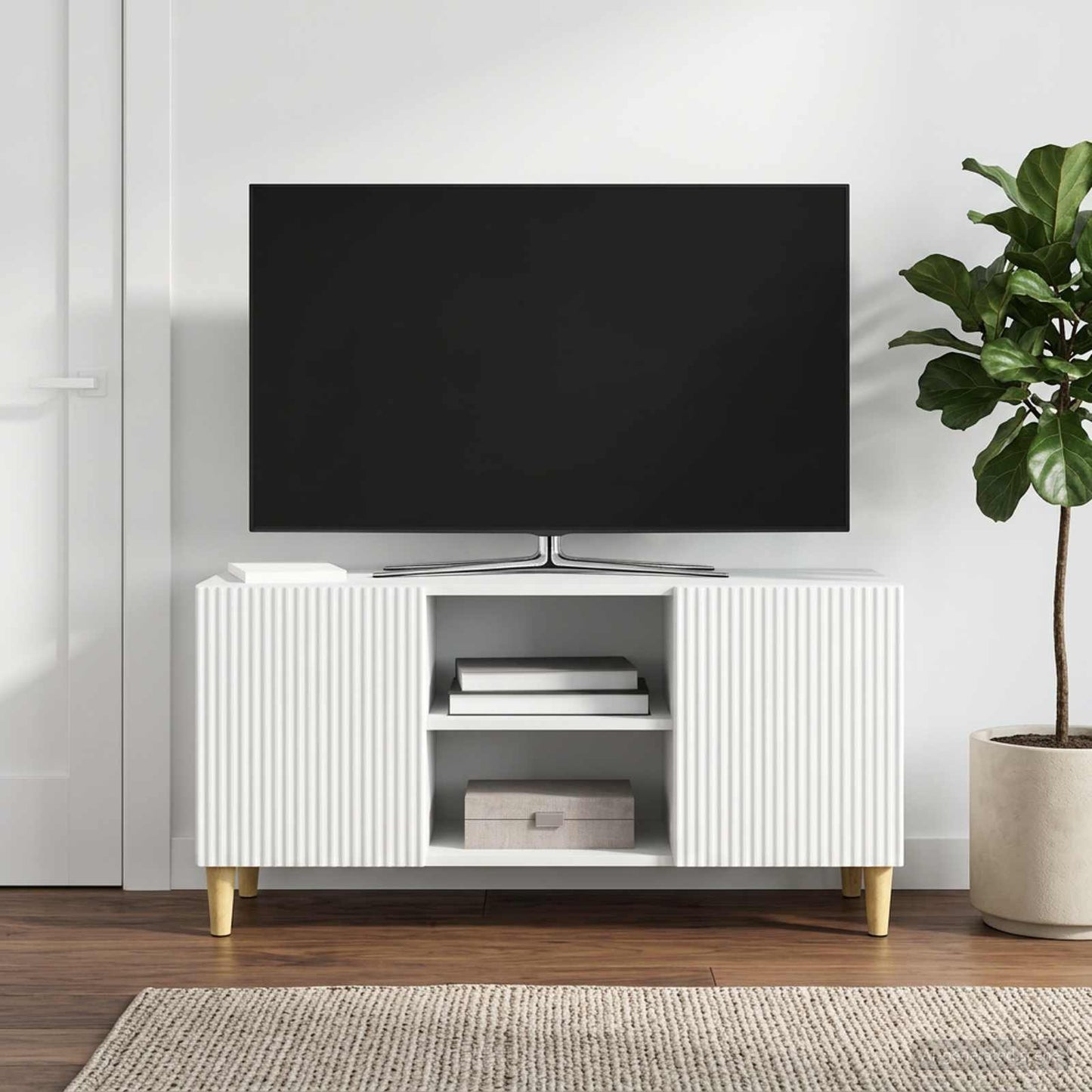 vidaXL Ντουλάπι TV Λευκό 102 x 34,5 x 50 εκ. Επεξεργασμένο Ξύλο