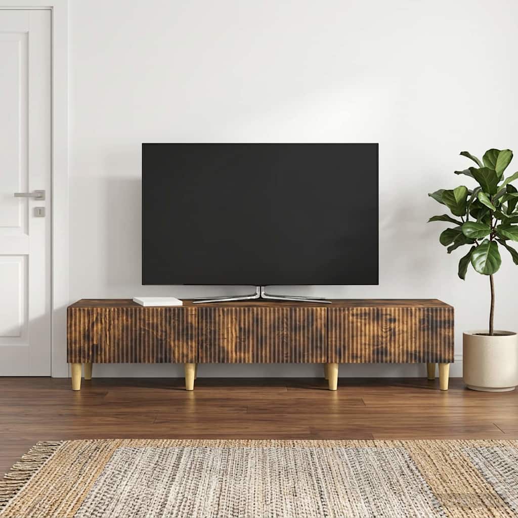 vidaXL Ντουλάπι TV με συρτάρι Καπνισμένο Ξύλο Δρυός 147 x 34,5 x 30 εκ