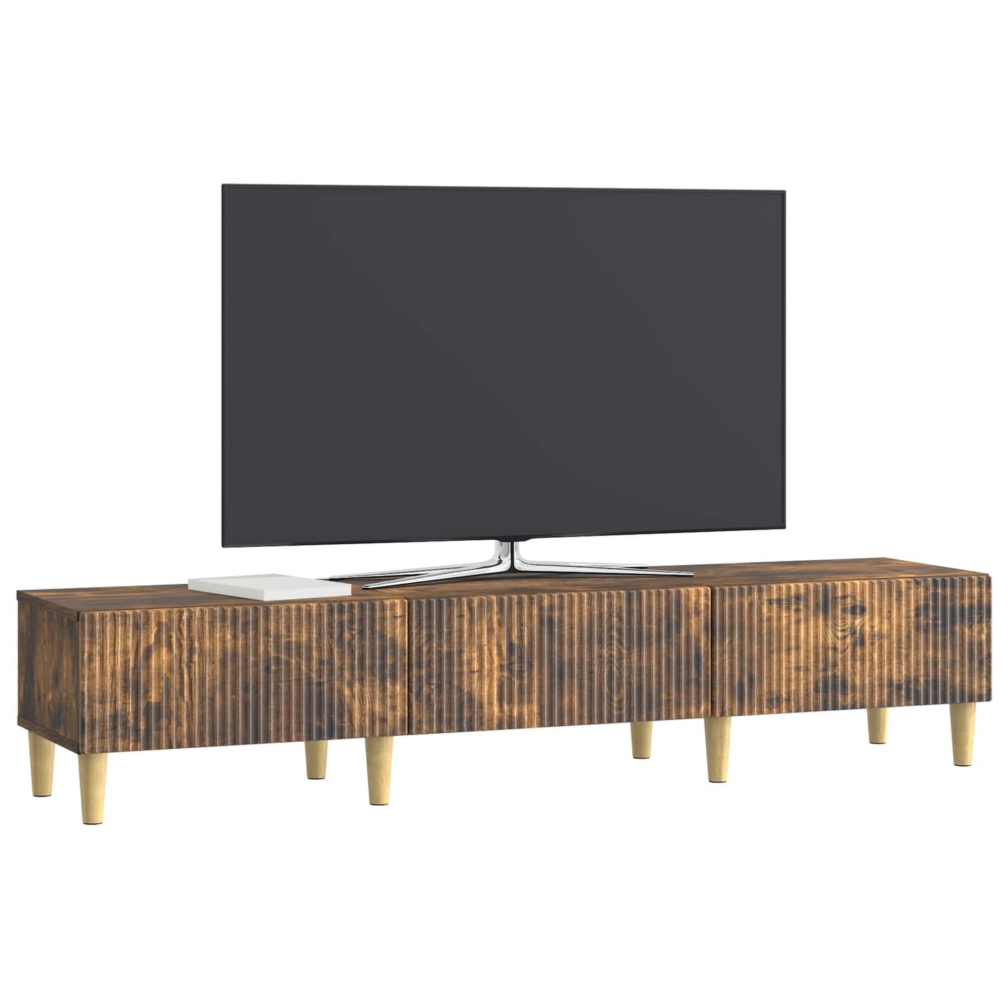 vidaXL Ντουλάπι TV με συρτάρι Καπνισμένο Ξύλο Δρυός 147 x 34,5 x 30 εκ