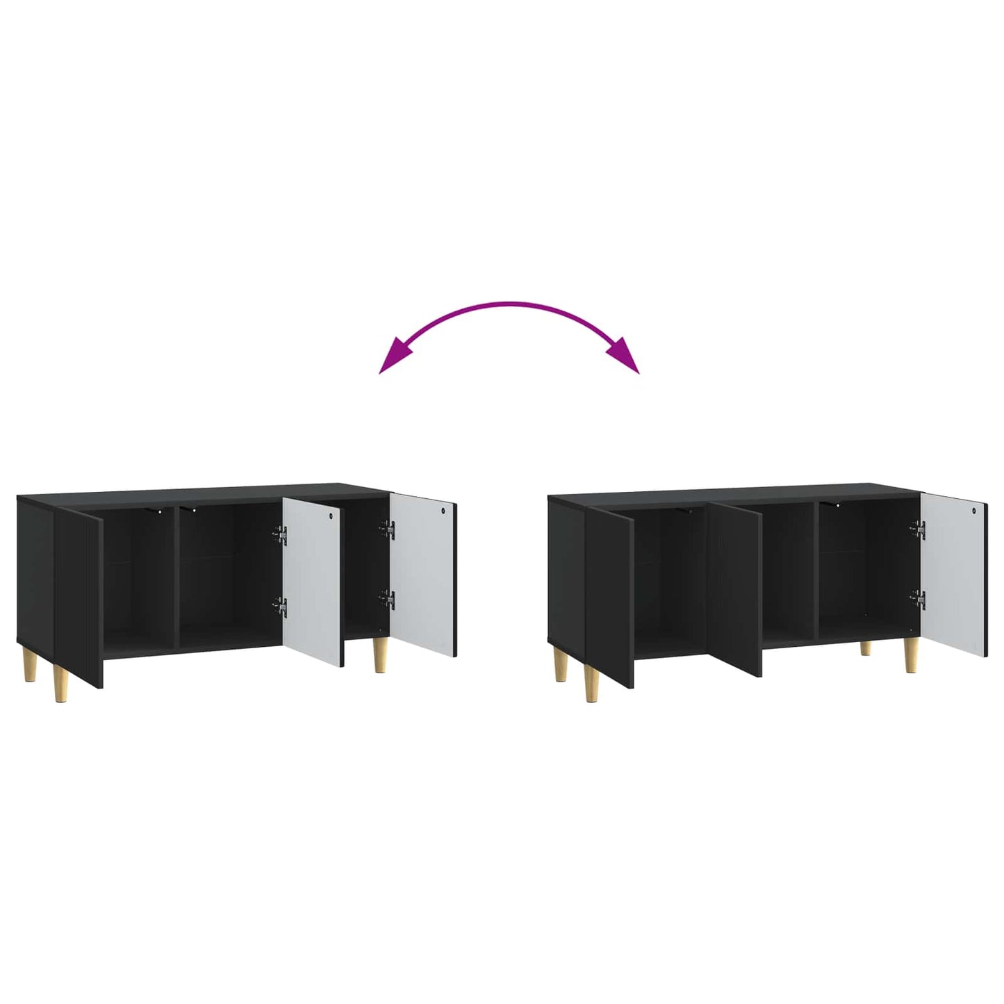 vidaXL Ντουλάπι TV Μαύρο 99 x 34,5 x 50 εκ. Επεξεργασμένο Ξύλο