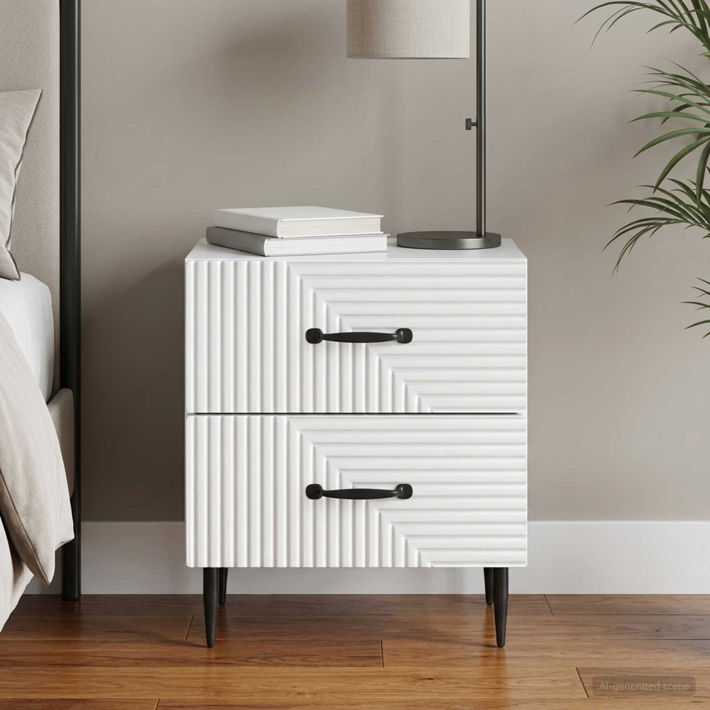 vidaXL Κομοδίνο Λευκό 43 x 34,5 x 47,5 εκ Επεξεργασμένο Ξύλο