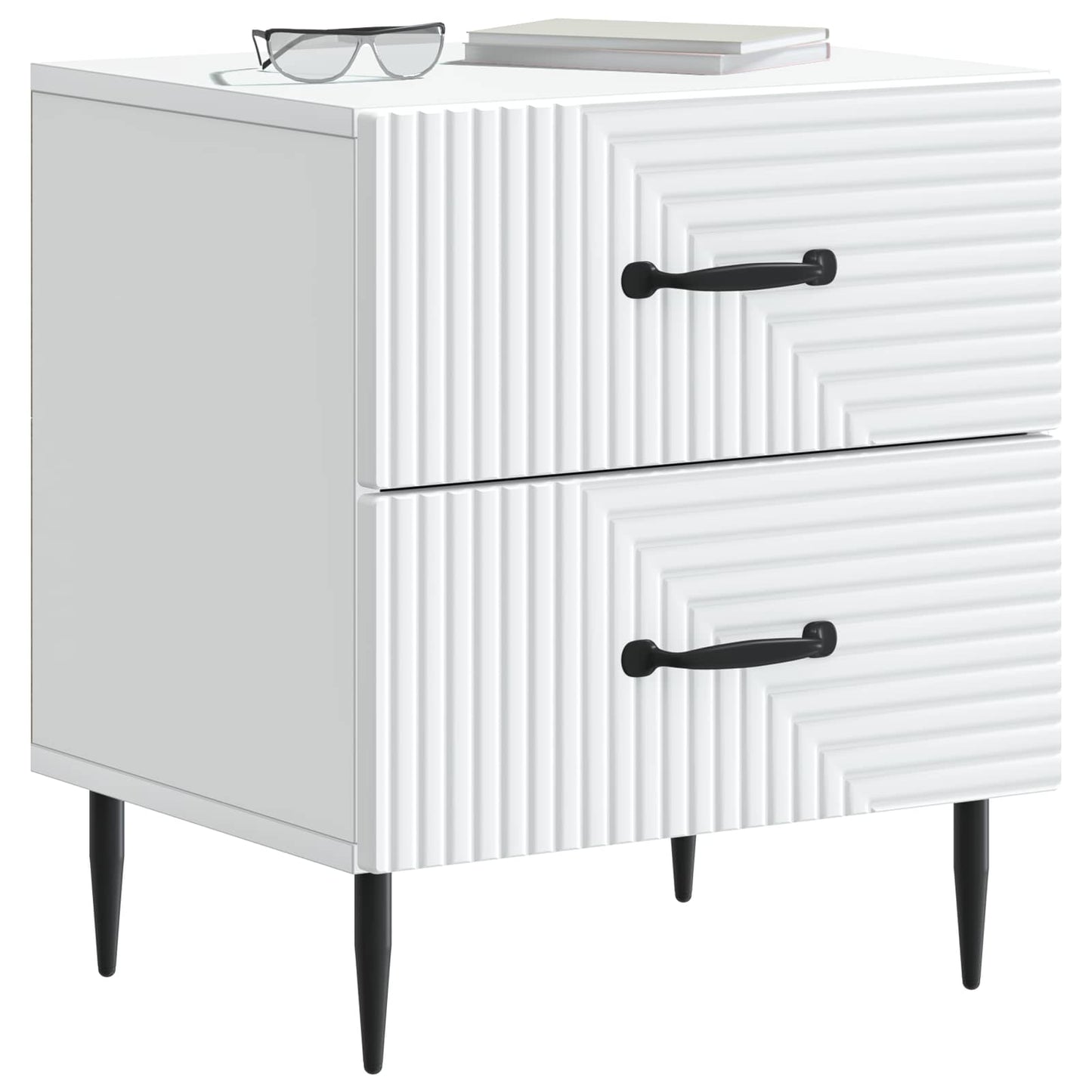 vidaXL Κομοδίνο Λευκό 43 x 34,5 x 47,5 εκ Επεξεργασμένο Ξύλο