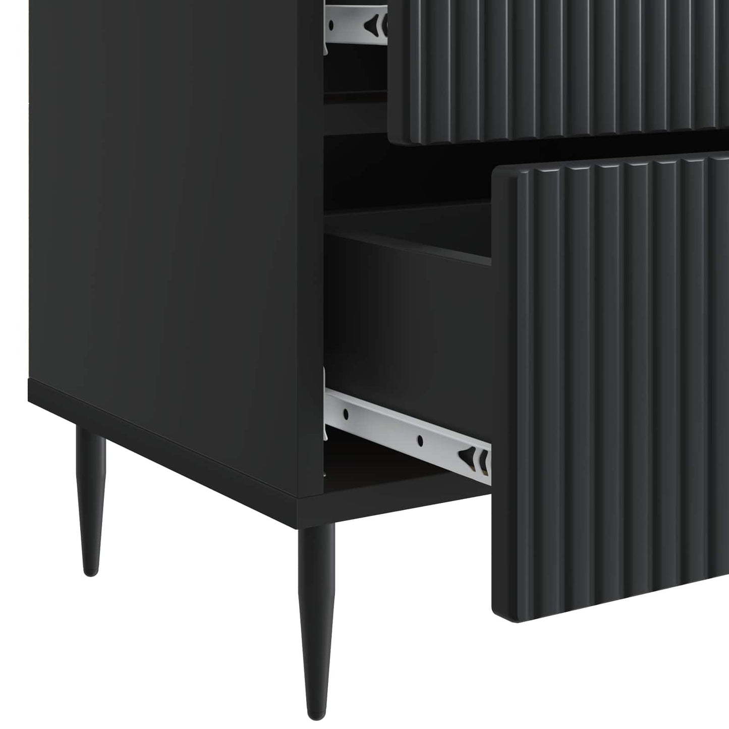 vidaXL Κομοδίνο 2 τμχ. Μαύρο 43 x 34,5 x 47,5 εκ Επεξεργασμένο Ξύλο
