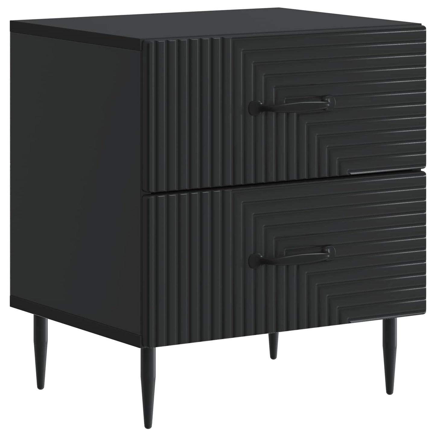 vidaXL Κομοδίνο 2 τμχ. Μαύρο 43 x 34,5 x 47,5 εκ Επεξεργασμένο Ξύλο