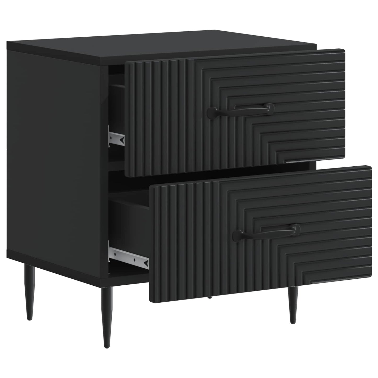 vidaXL Κομοδίνο 2 τμχ. Μαύρο 43 x 34,5 x 47,5 εκ Επεξεργασμένο Ξύλο