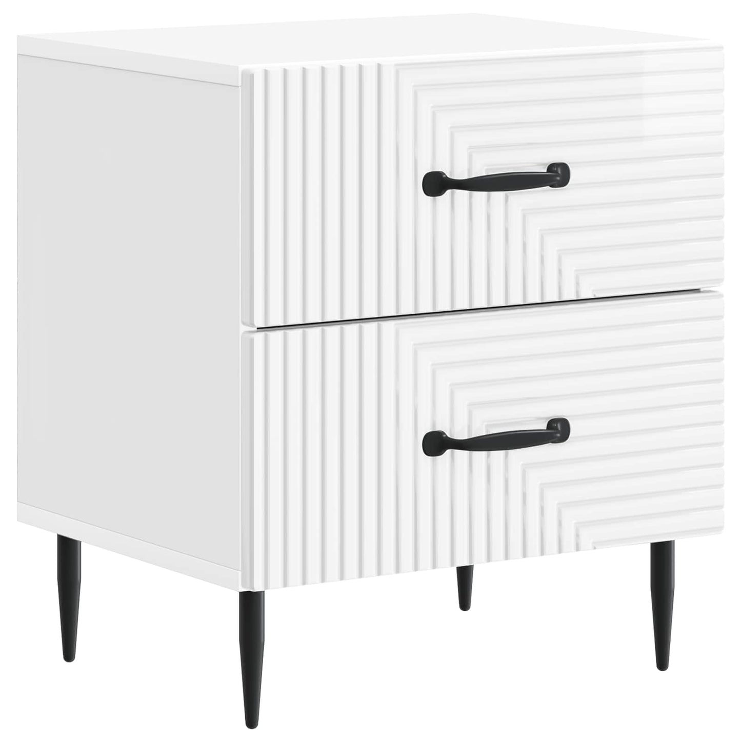 vidaXL Κομοδίνο 2 τμχ. Γυαλιστερό Λευκό 43 x 34,5 x 47,5 εκ