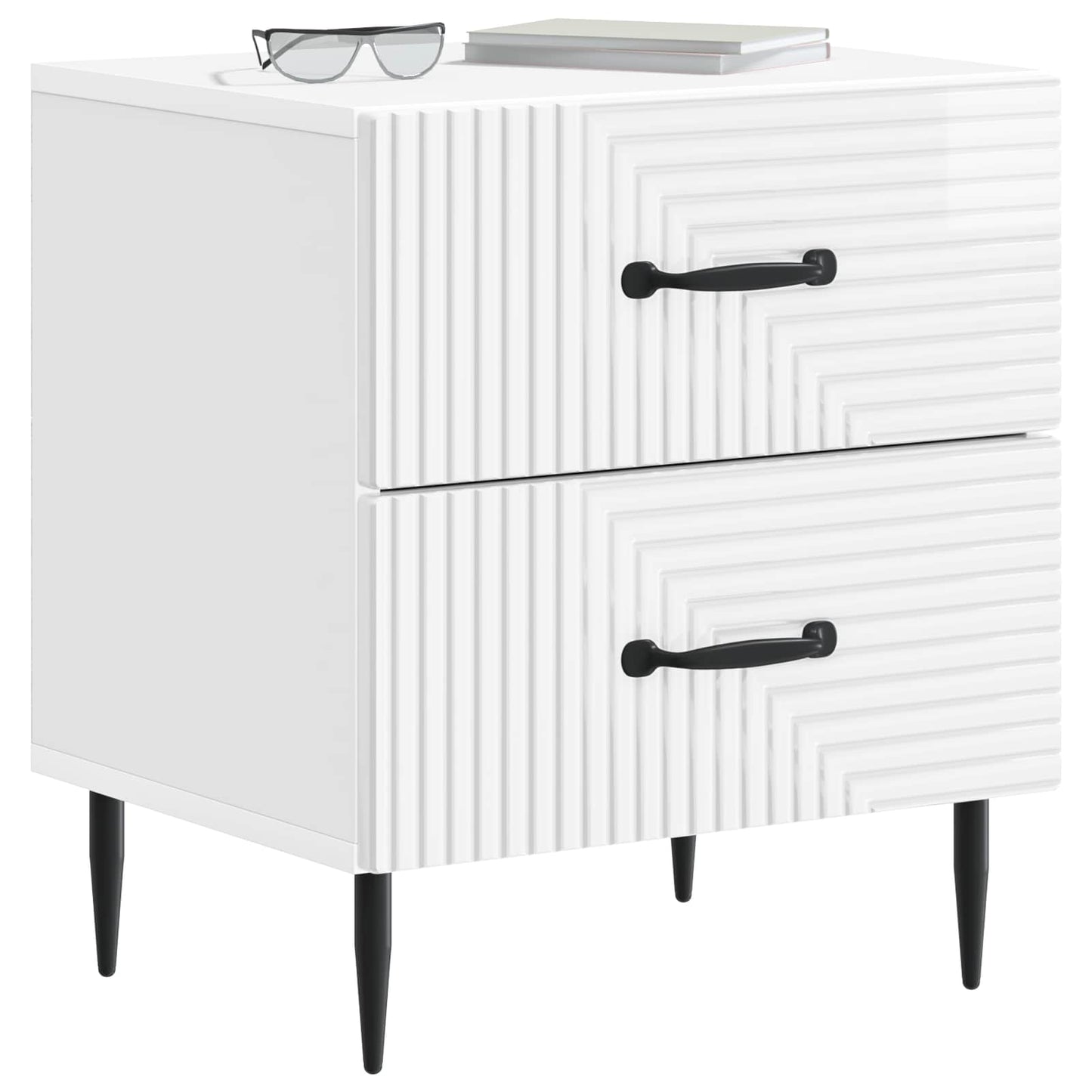 vidaXL Κομοδίνο 2 τμχ. Γυαλιστερό Λευκό 43 x 34,5 x 47,5 εκ