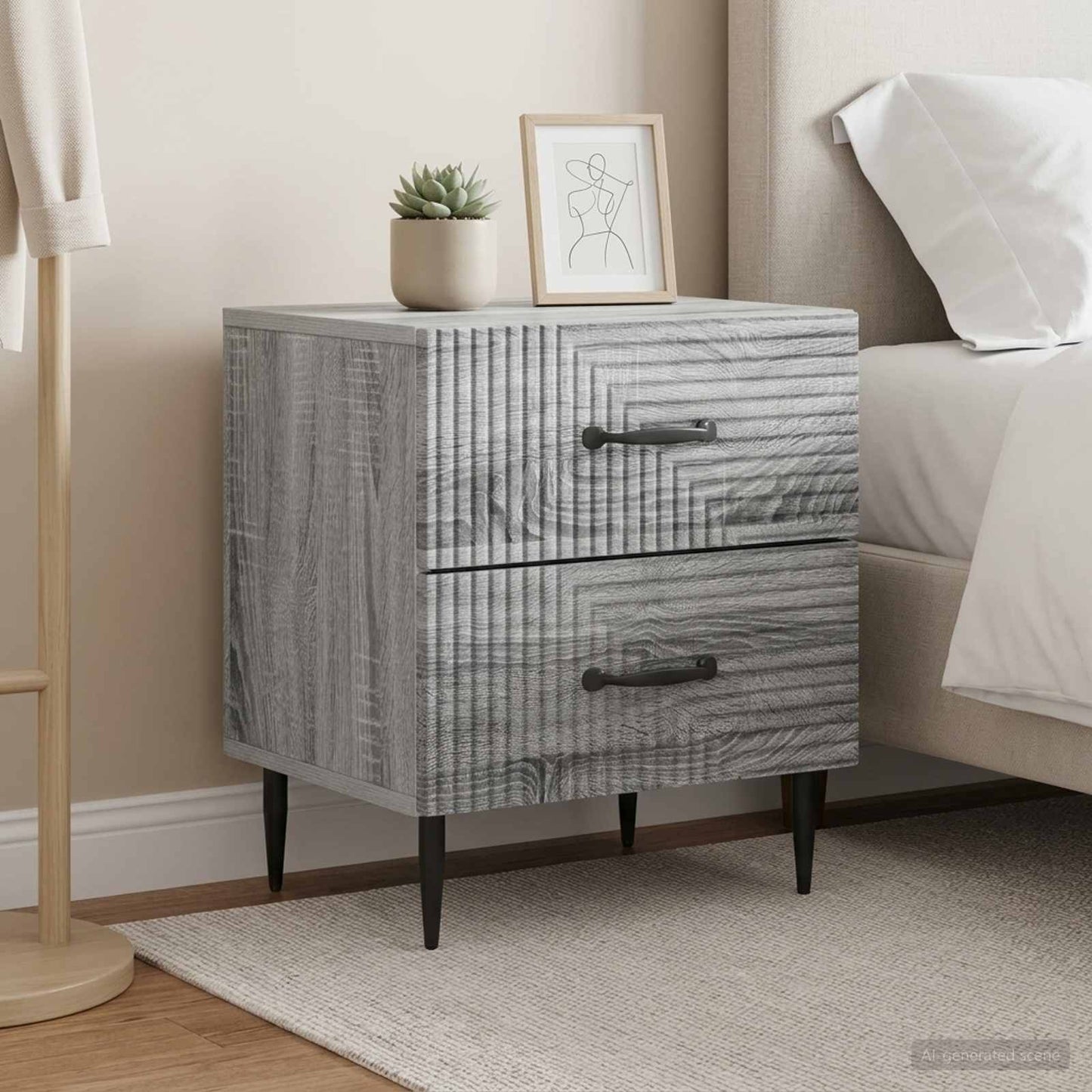 vidaXL Κομοδίνο 2 τμχ. Γκρι Sonoma 43 x 34,5 x 47,5 εκ