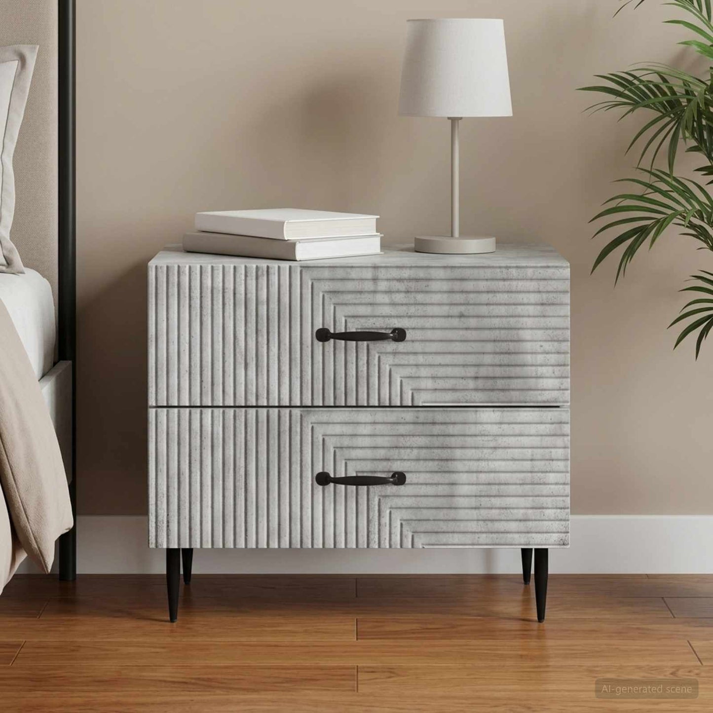vidaXL Κομοδίνο με συρτάρι Γκρι Σκυροδέματος 62 x 34,5 x 47,5 εκ