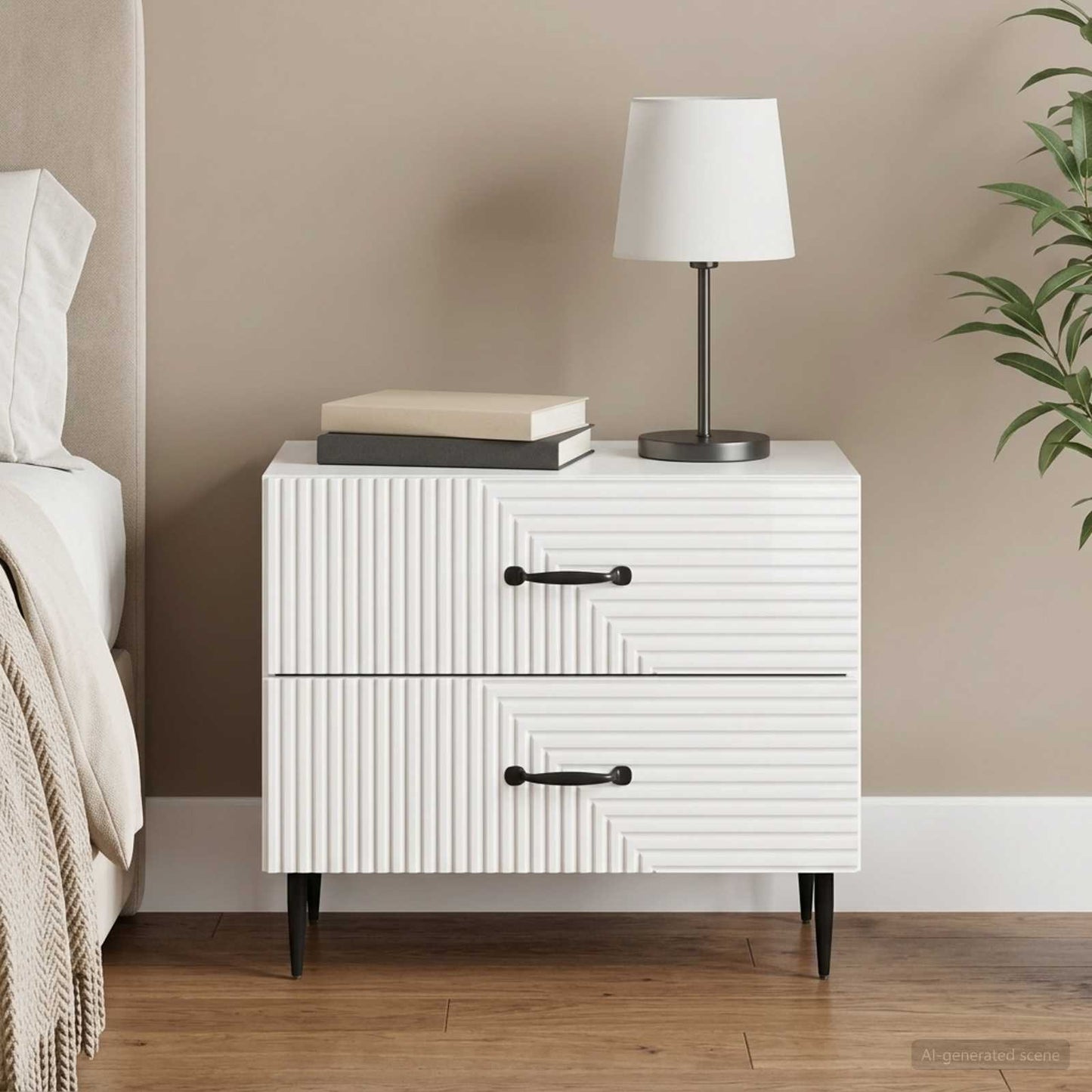 vidaXL Κομοδίνο με συρτάρι Γυαλιστερό Λευκό 62 x 34,5 x 47,5 εκ